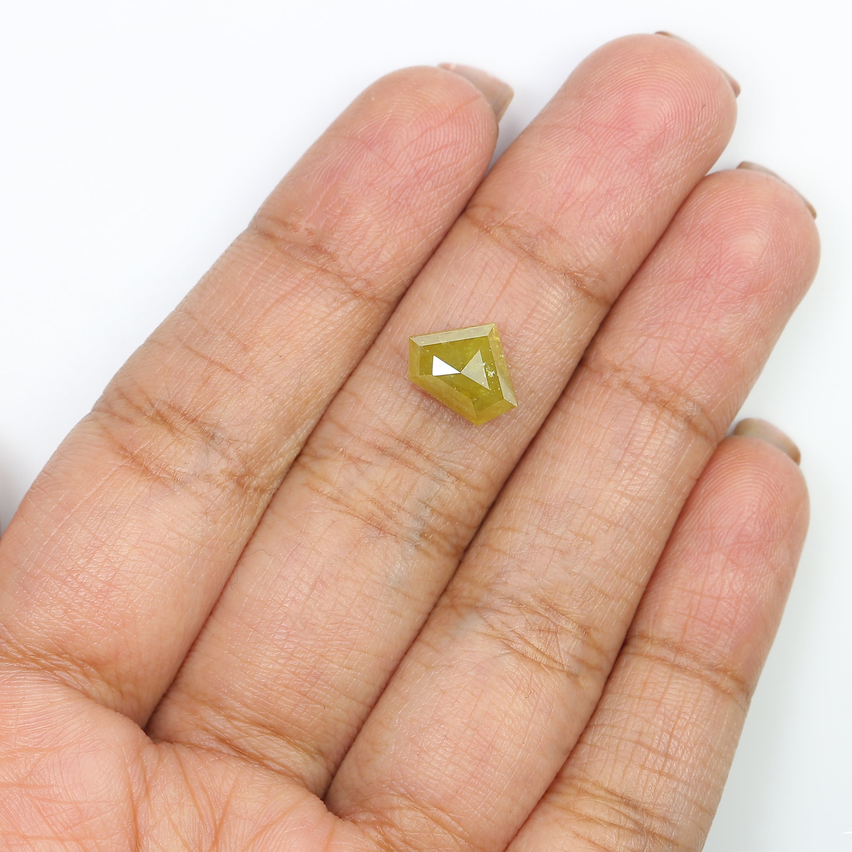 2.52 CT Natural Loose Shield Shape Diamond Yellow Color Shield Diamond 7.70 MM Natural Loose Yellow Diamond Shield Rose Cut Diamond QL9615