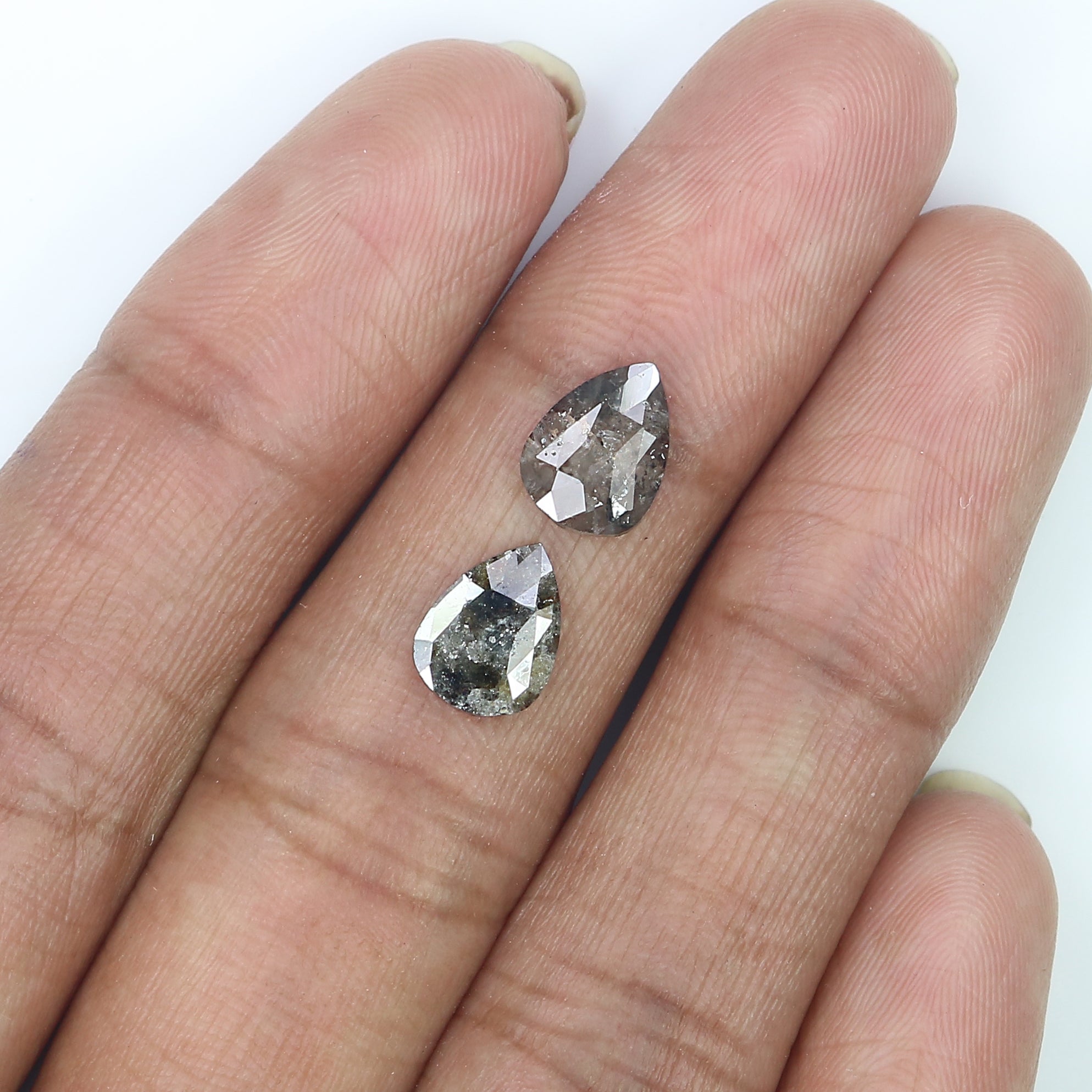 1.75 CT Natural Loose Pear Shape Pair Diamond Black Color Diamond 8.70 MM Natural Diamond Pear Cut Diamond Pear Grey Color Diamond LQ3169