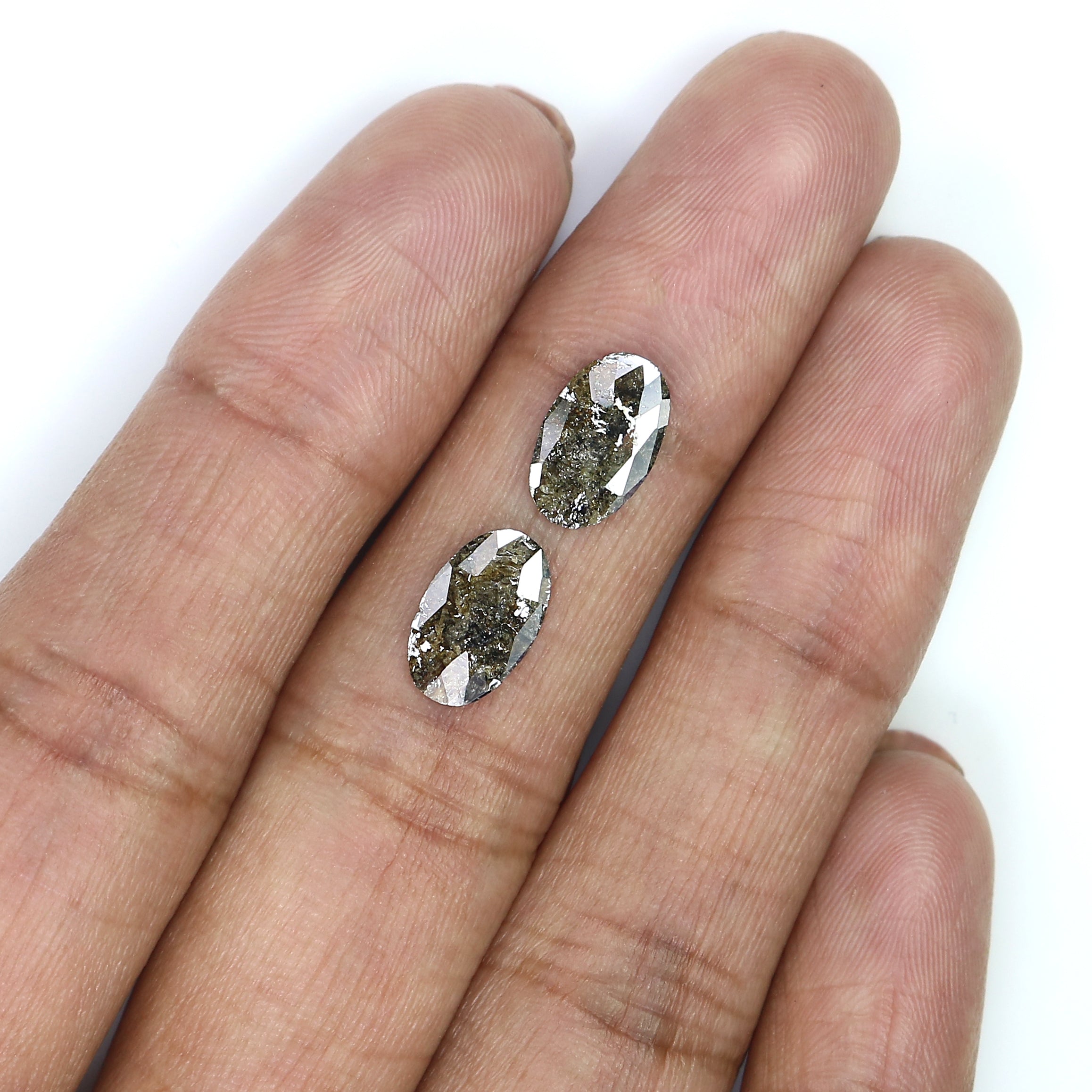 1.84 CT Natural Loose Oval Cut Pair Diamond Black Color Oval Shape Pair Diamond 10.05 MM Natural Loose Brown Color Oval Pair Diamond LQ3164