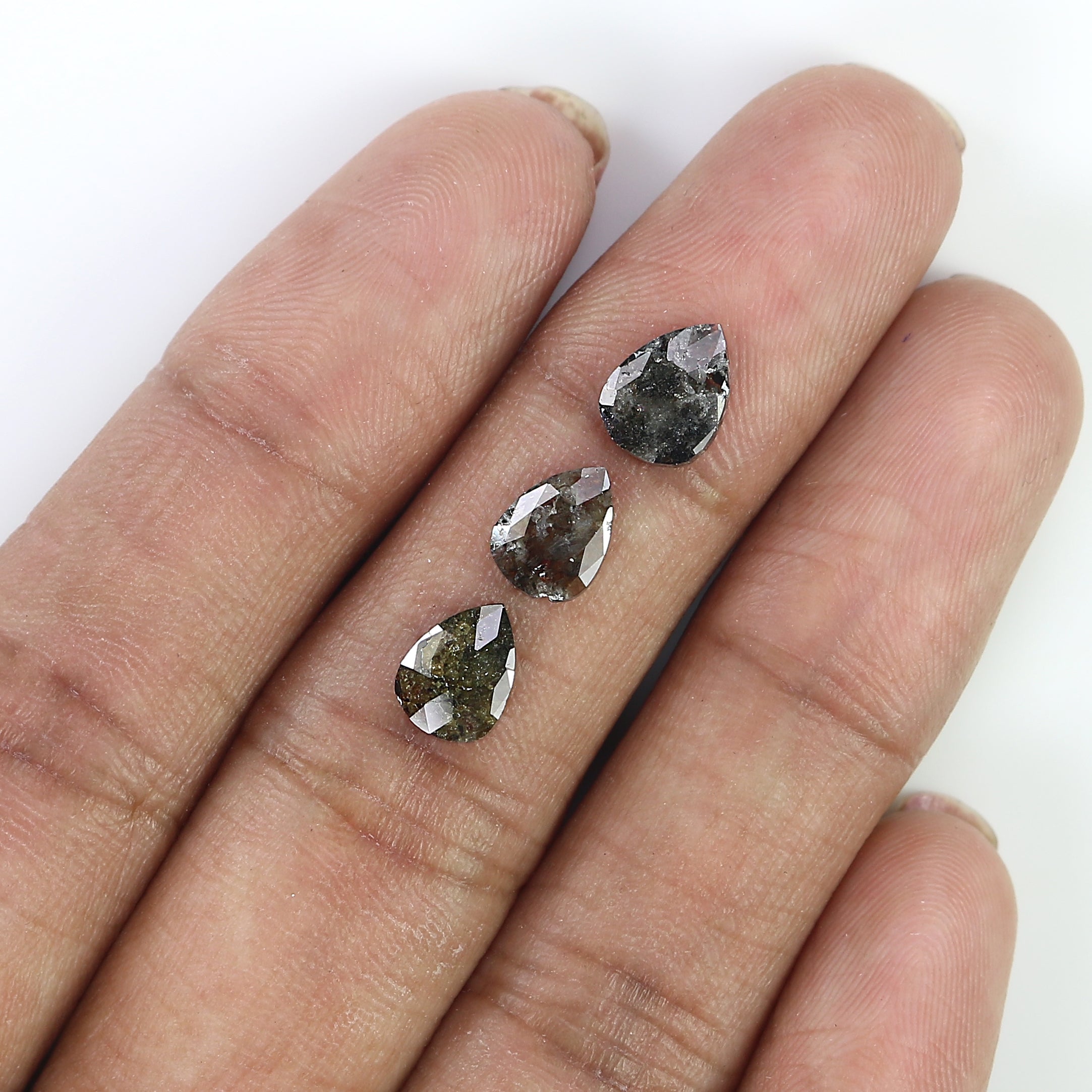 2.39 CT Natural Loose Pear Shape Diamond Black Color Pear Cut Diamond 8.05 MM Natural Loose Grey Color Diamond Pear Rose Cut Diamond LQ3174