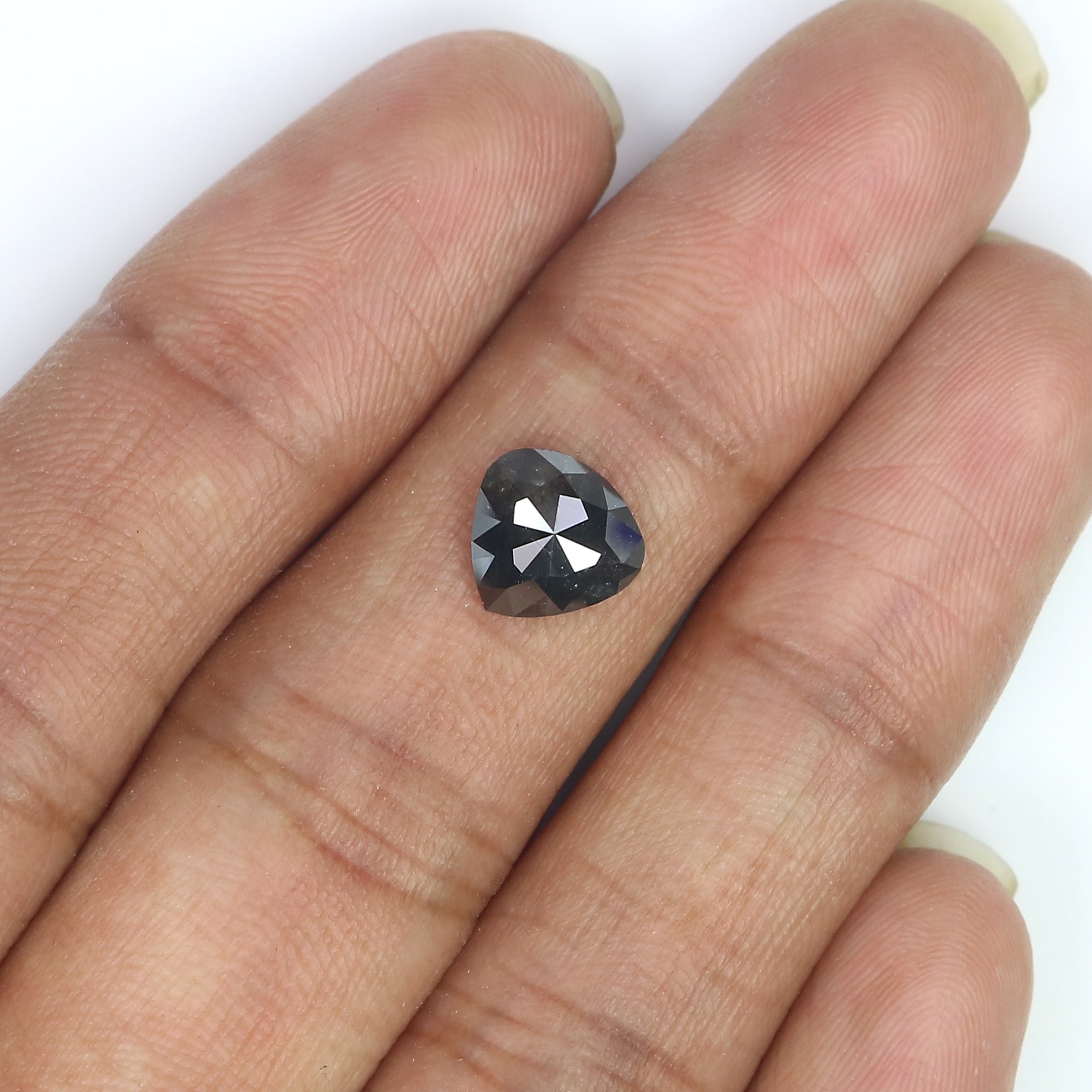 1.70 Ct Natural Loose Heart Shape Diamond Salt And Pepper Heart Cut Diamond 7.90 MM Natural Black Grey Diamond Heart Rose Cut Diamond QL3096