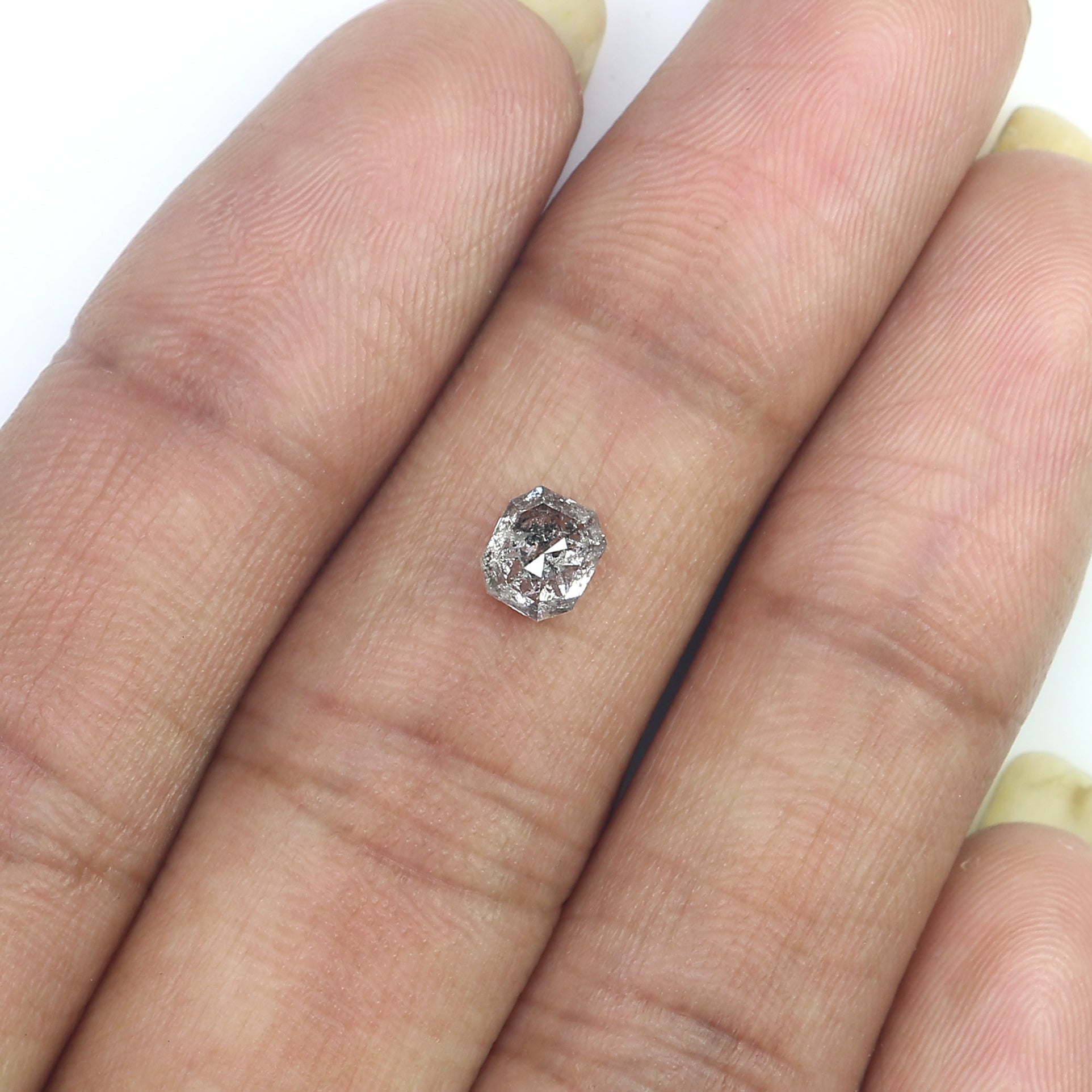 0.78 CT Natural Loose Emerald Shape Diamond Salt And Pepper Emerald Shape Diamond 5.25 MM Black Grey Color Emerald Rose Cut Diamond QL3081