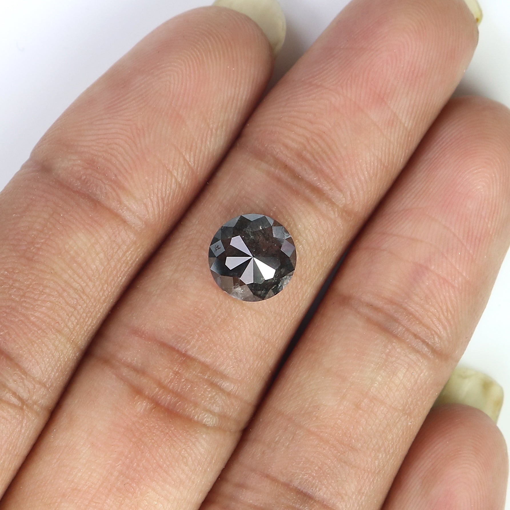 1.91 CT Natural Loose Round Rose Cut Diamond Salt And Pepper Round Diamond 8.05 MM Natural Loose Black Grey Color Rose Cut Diamond LC53