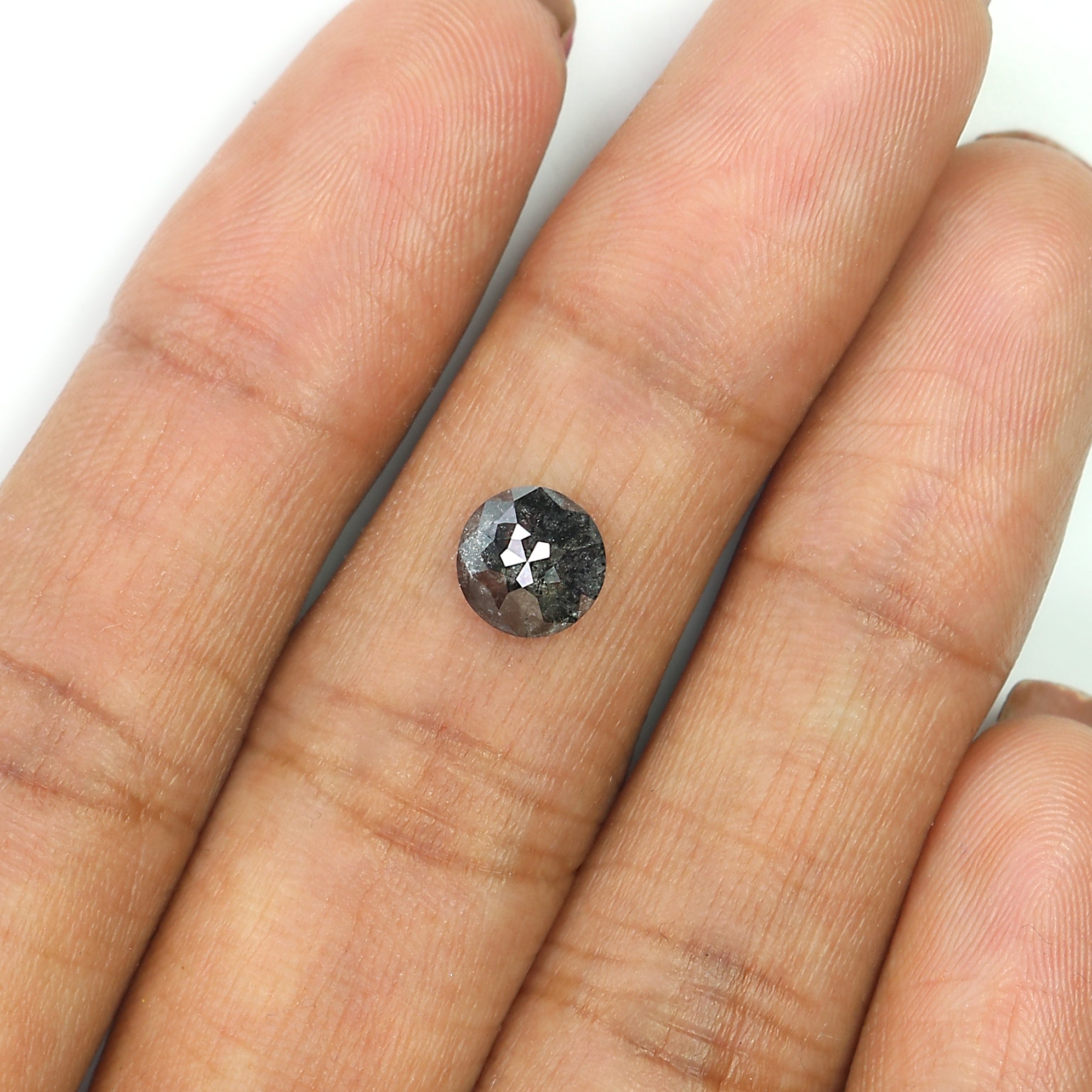 1.23 Ct Natural Loose Round Rose Cut Diamond Black Color Rose Cut Diamond 6.80 MM Natural Loose Salt And Pepper Rose Cut Diamond LQ1167