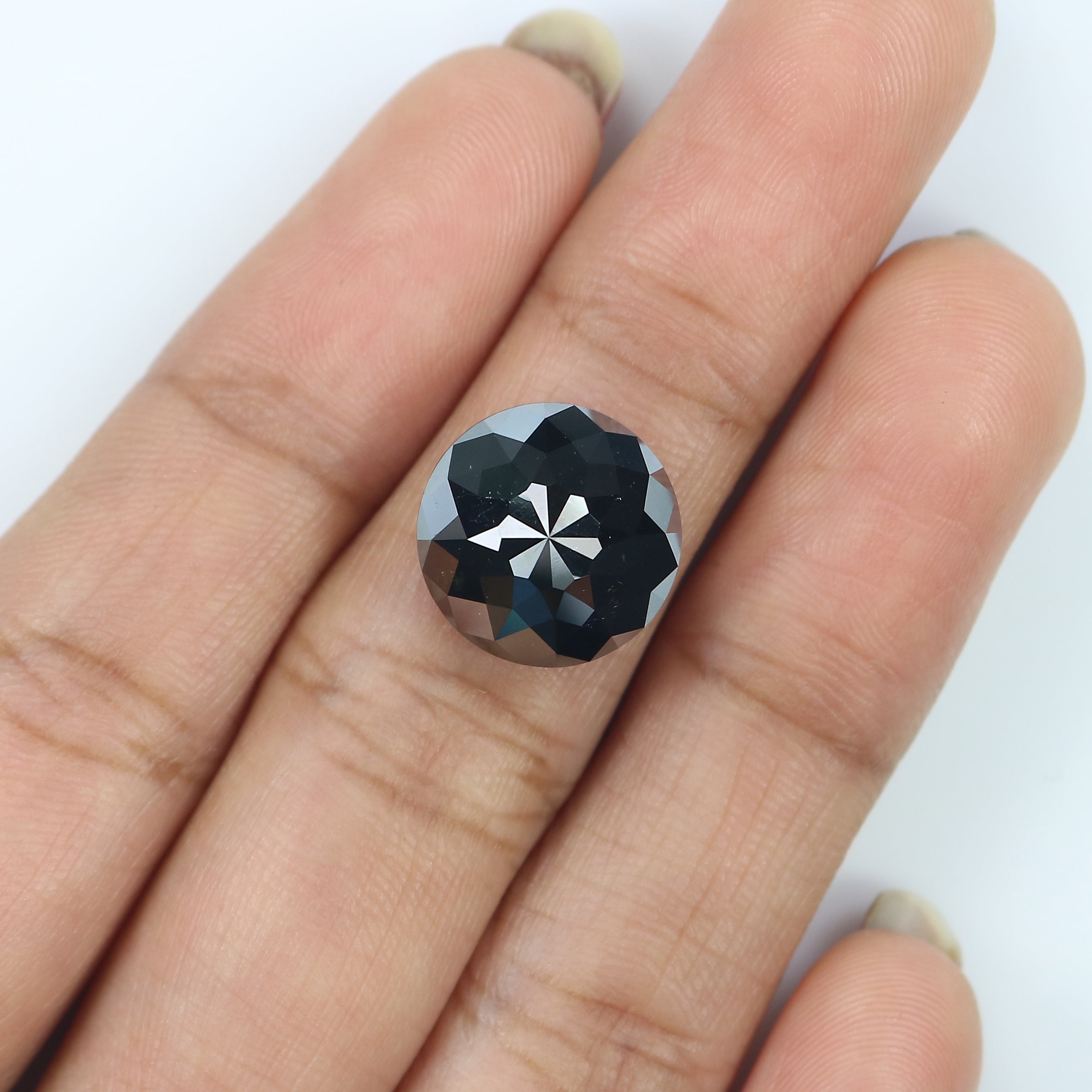 7.24 CT Natural Loose Round Shape Diamond Black Color Round Diamond 12.05 MM Natural Loose Black Color Round Rose Cut Diamond LQ3117