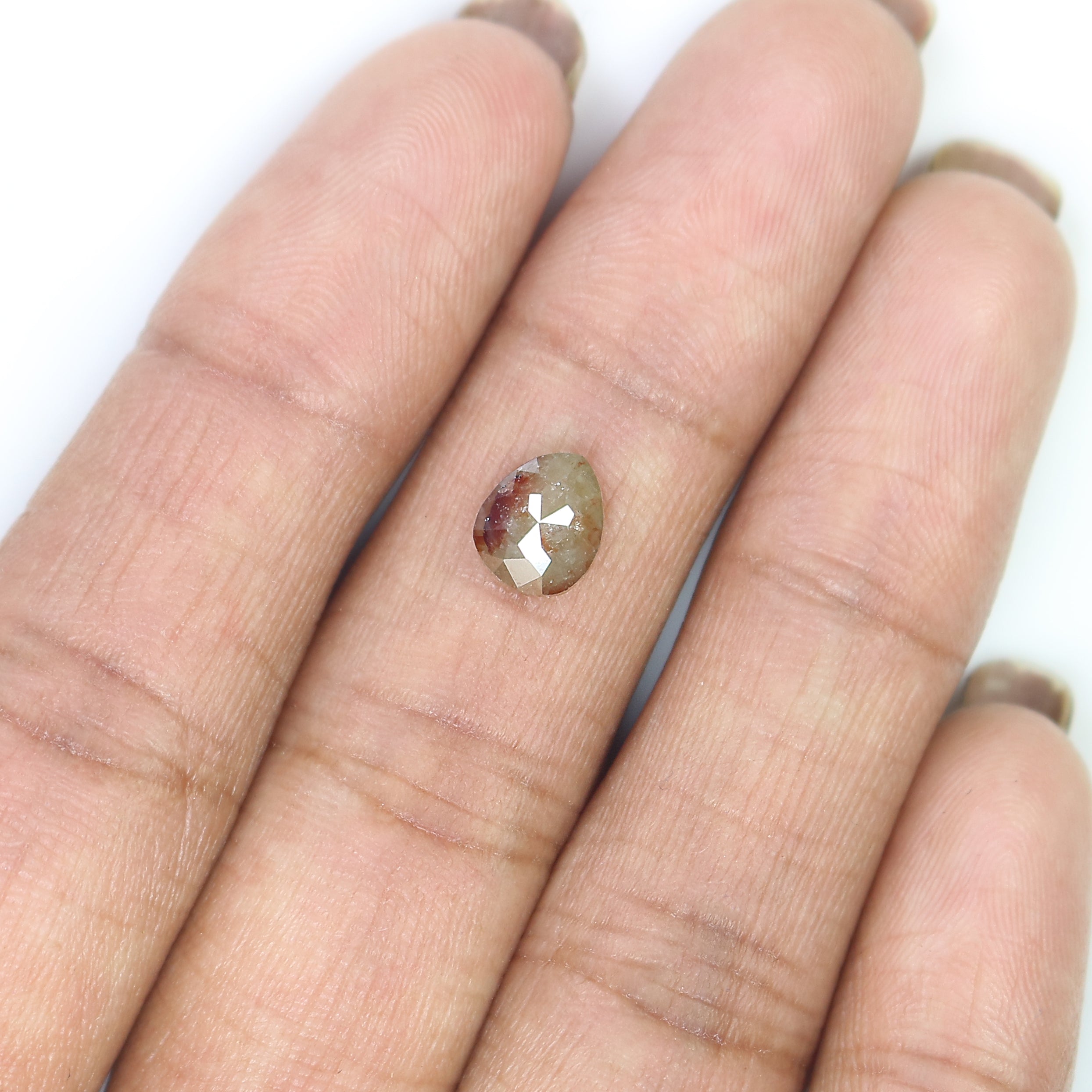 Natural Loose Pear Grey Brown Color Diamond 1.28 CT 7.50 MM Pear Shape Rose Cut Diamond L6718