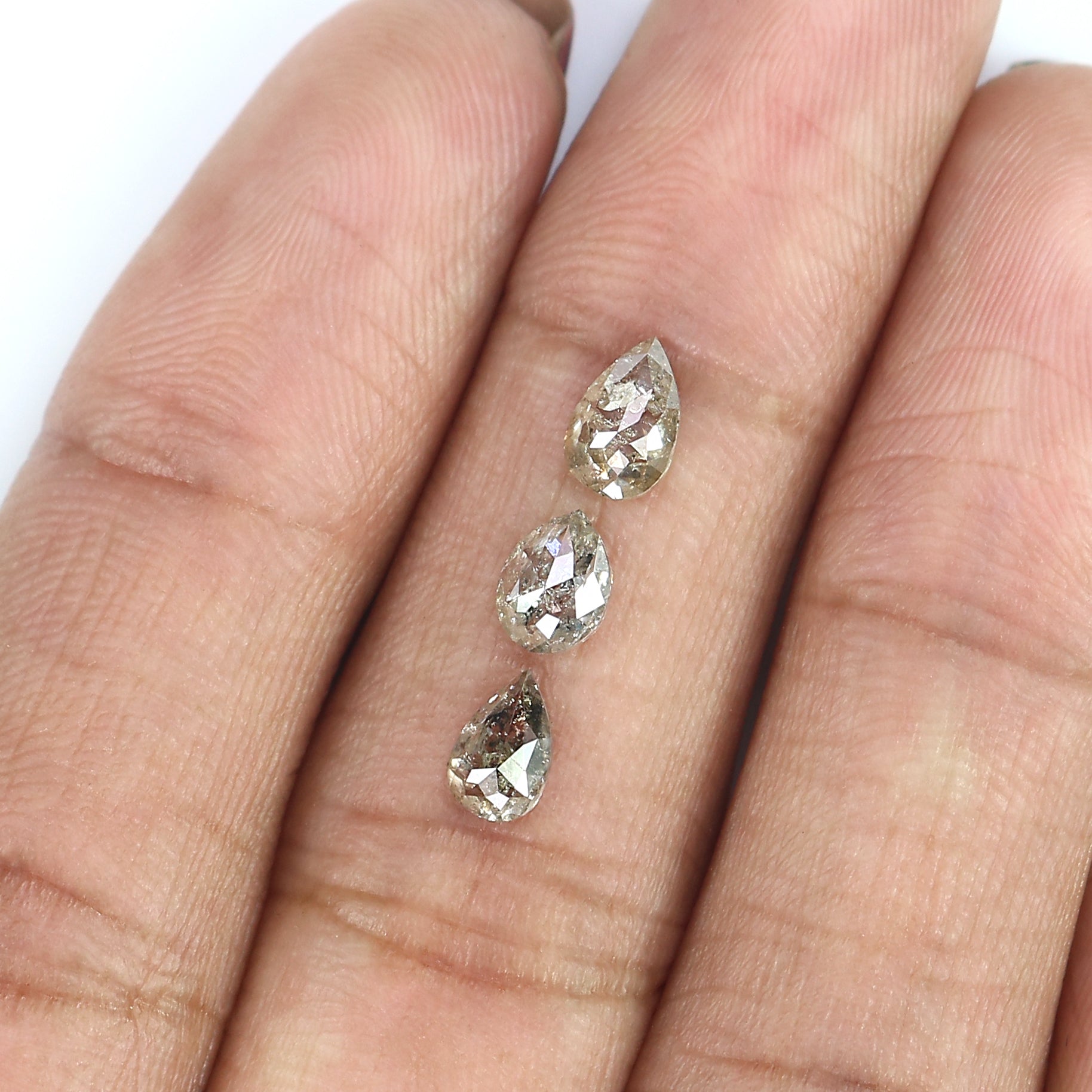 1.31 CT Natural Loose Pear Shape Diamond Salt And Pepper Pear Diamond 5.75 MM Natural Loose Black Grey Color Pear Rose Cut Diamond LQ2079