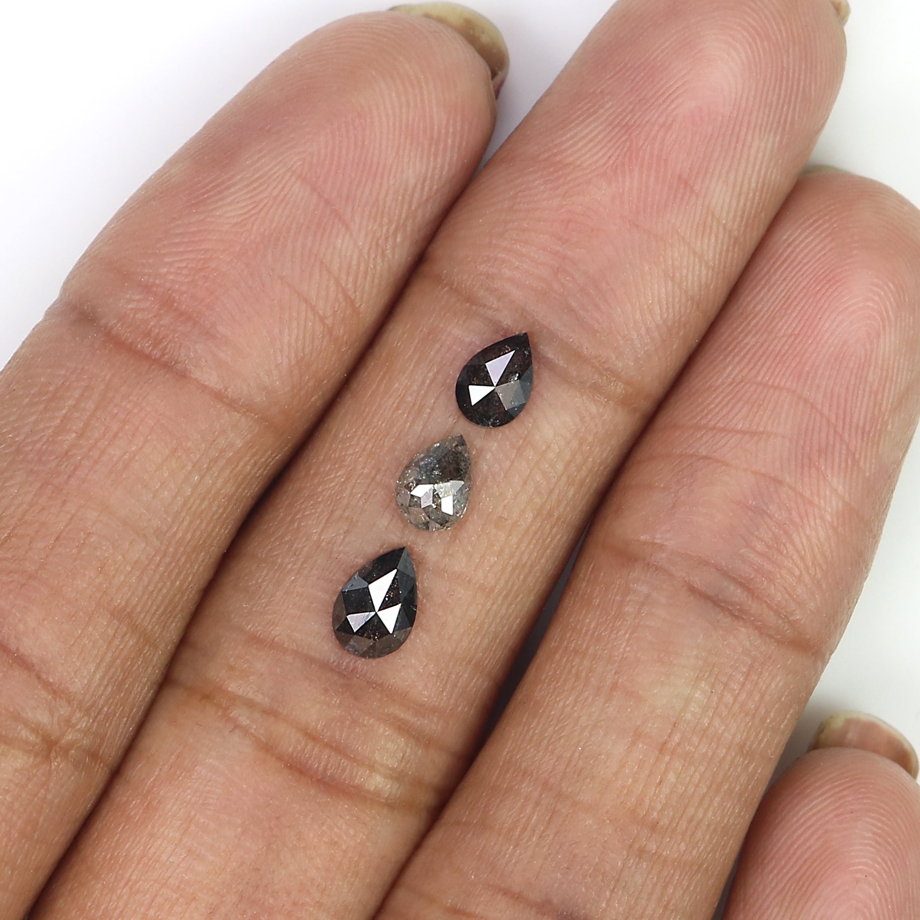 0.93 CT Natural Loose Pear Shape Diamond Salt And Pepper Pear Diamond 5.25 MM Natural Loose Black Grey Color Pear Rose Cut Diamond LQ1998