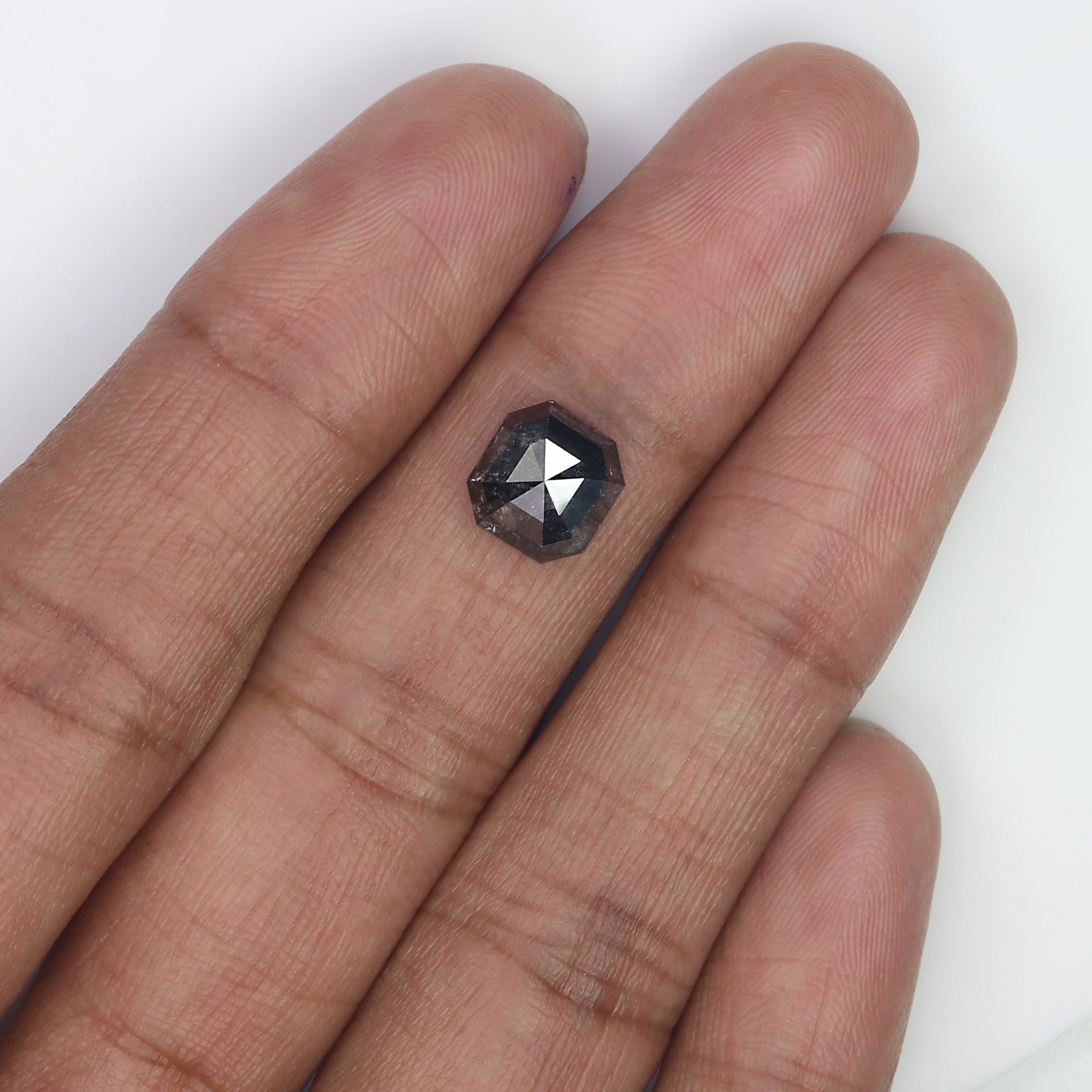 2.68 CT Natural Loose Radiant Shape Diamond Salt And Pepper Radiant Shape Diamond 8.00 MM Black Grey Color Radiant Rose Cut Diamond QL8258