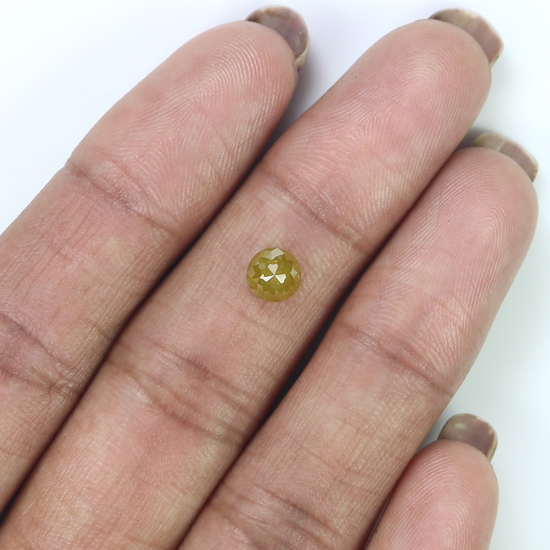 Natural Loose Rose Cut Yellow Green Orange Color Diamond 0.83 CT 5.30 MM Rose Cut Shape Diamond L6426