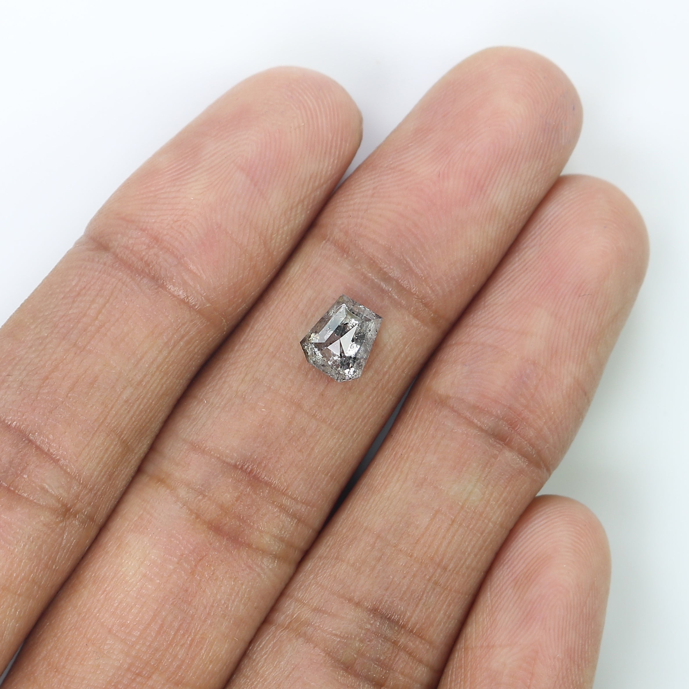 1.03 CT Natural Loose Coffin Shape Diamond Salt And Pepper Coffin Shape Diamond 6.30 MM Black Grey Color Coffin Rose Cut Diamond QL7466