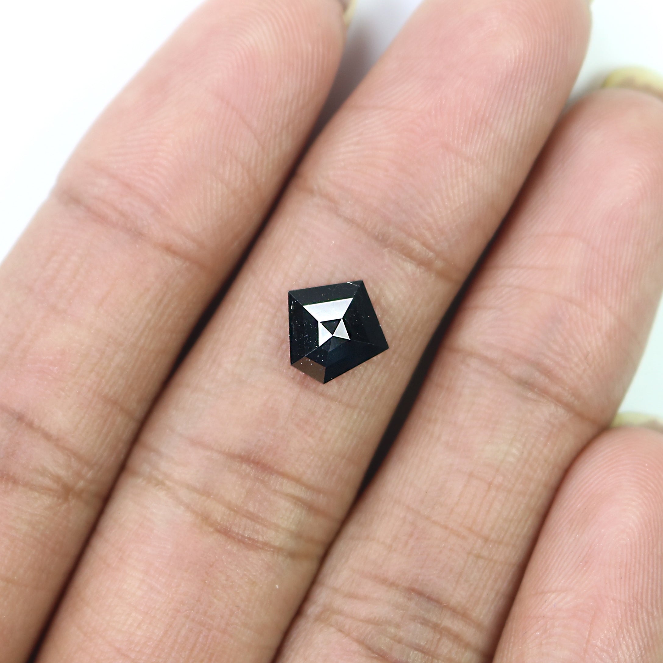 1.41 CT Natural Loose Pentagon Shape Diamond Black Color Pentagon Diamond 8.05 MM Natural Loose Black Color Pentagon Rose Cut Diamond KQ2245