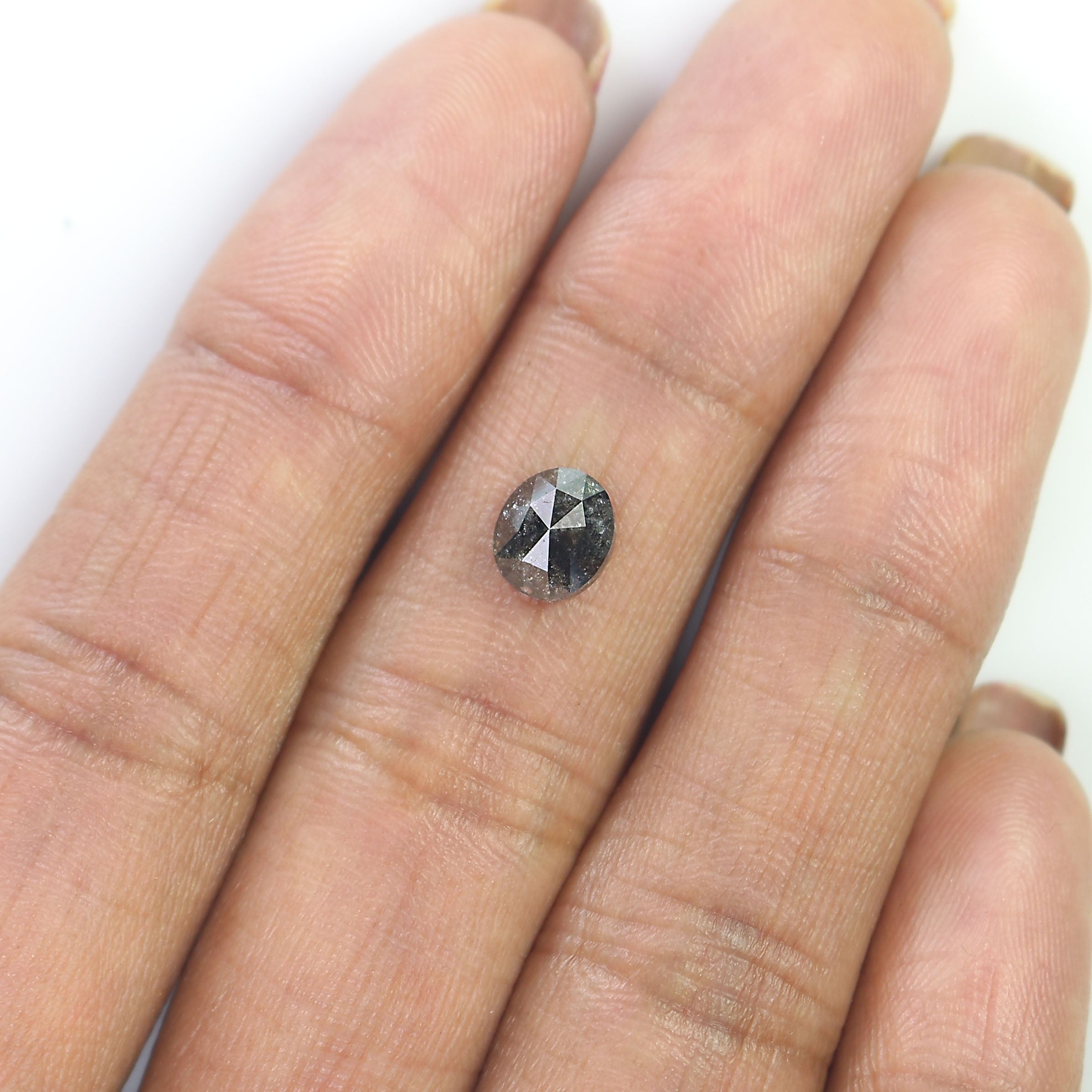 1.19 Ct Natural Loose Oval Shape Diamond Black Grey Color Oval Cut Diamond 6.70 MM Natural Loose Salt and Pepper Oval Shape Diamond QK2055