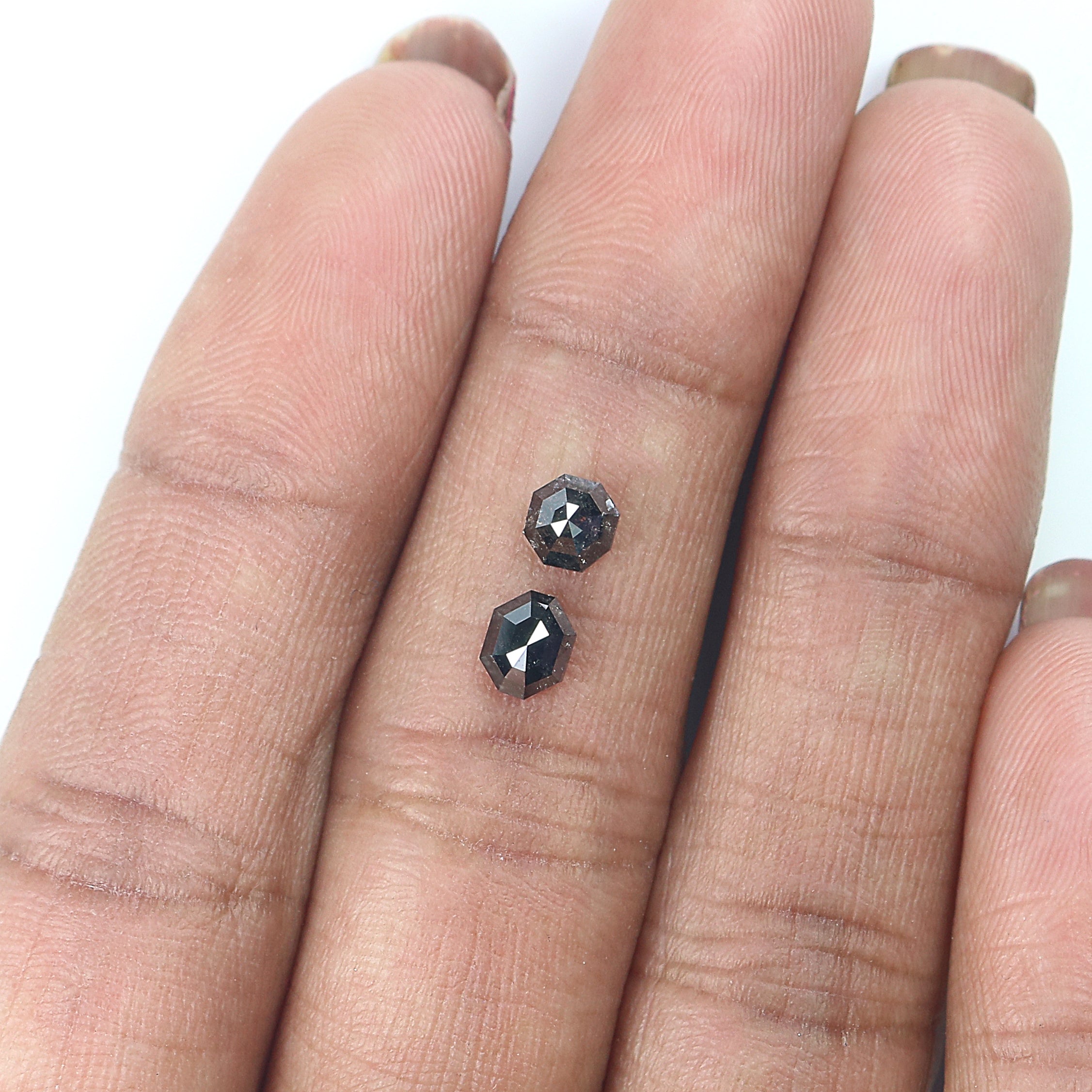 0.96 CT Natural Loose Octagon Cut Pair Diamond Salt And Pepper Octagon Diamond 4.50 MM Natural Black Grey Octagon Rose Cut Diamond LQ9560