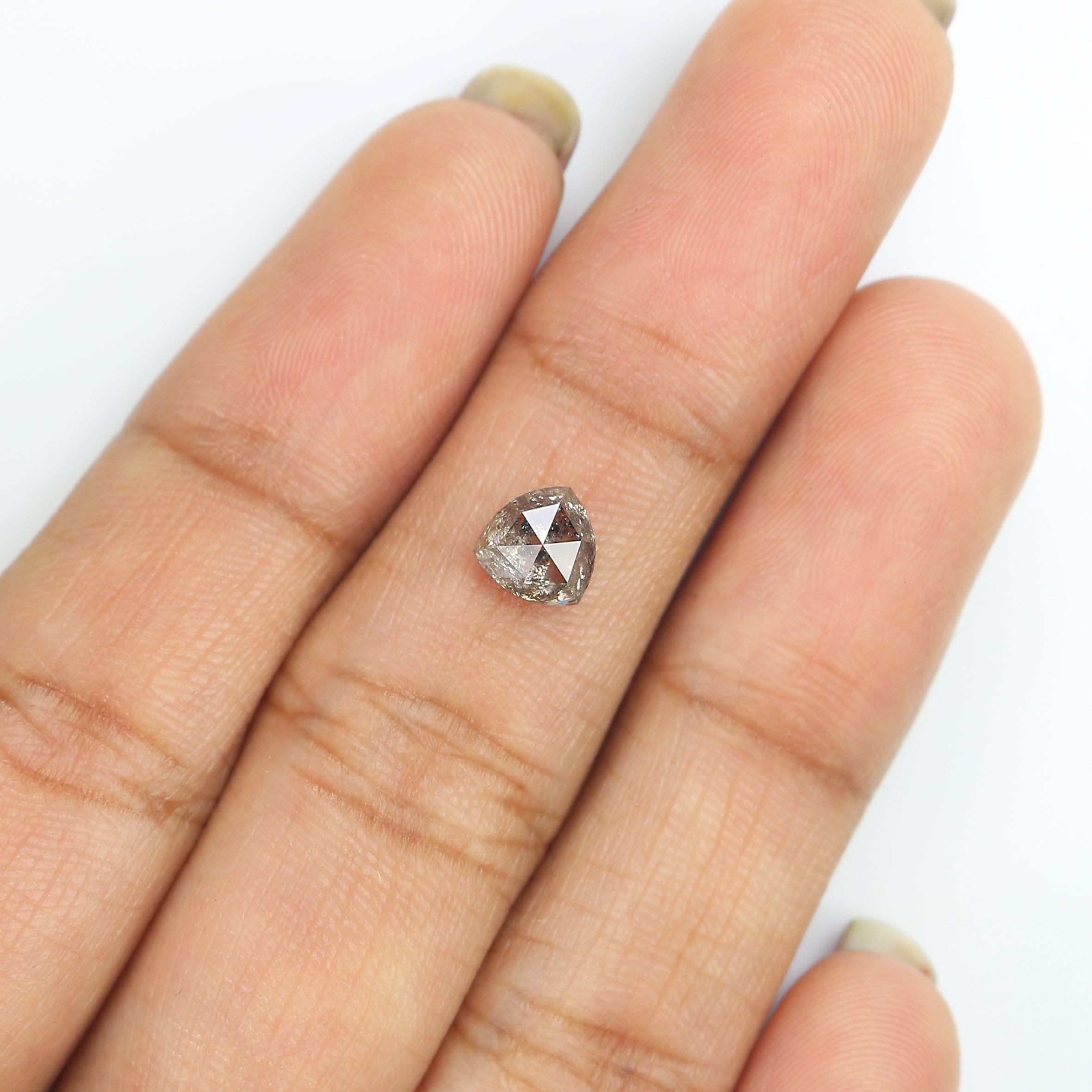 0.96 Ct Natural Loose Triangle Shape Diamond Salt And Pepper Diamond 5.70 MM Natural Diamond Black Grey Color Triangle Cut Diamond QL3060