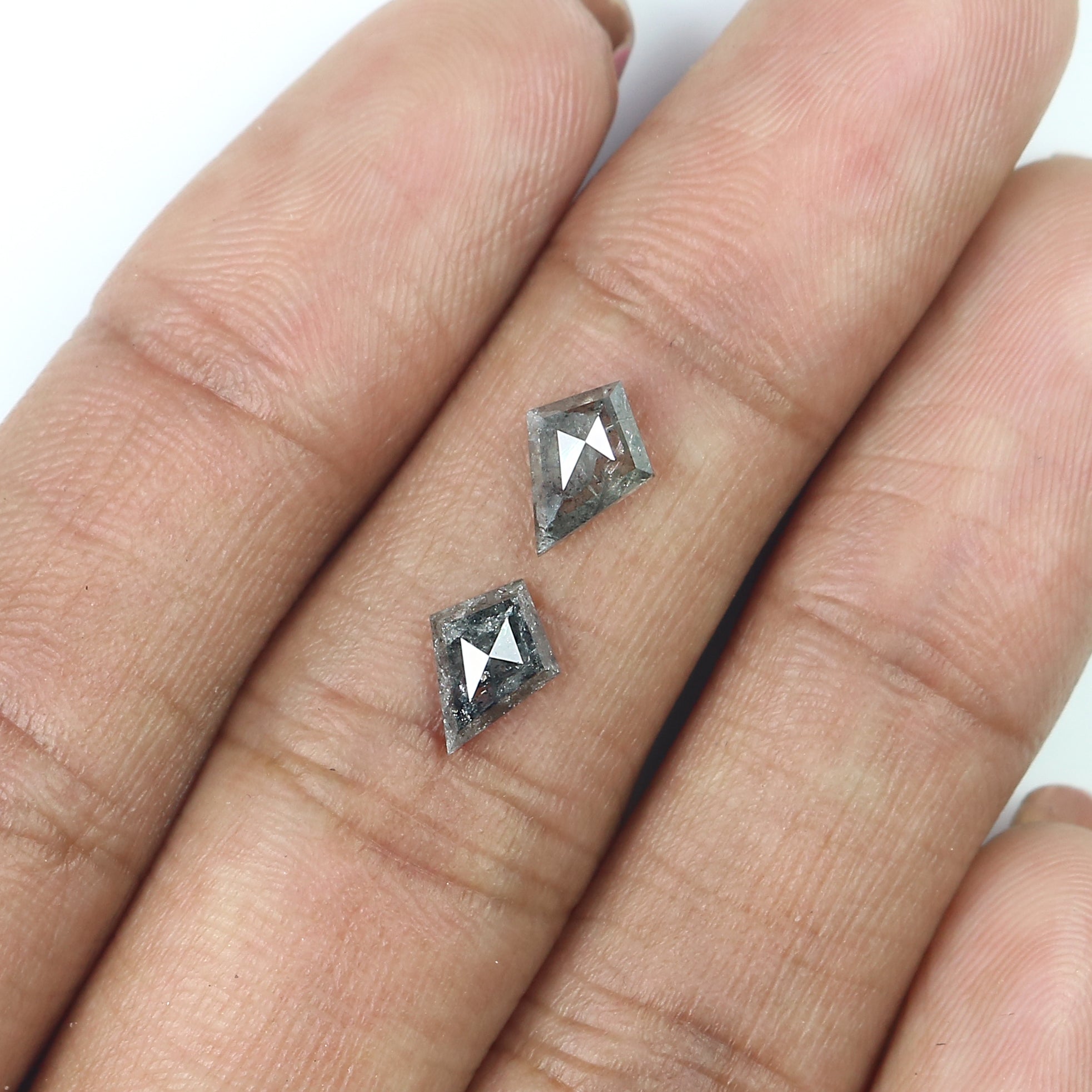 1.37 CT Natural Loose Kite Cut Pair Diamond Salt And Pepper Kite Shape Diamond 7.95 MM Natural Black Grey Color Kite Rose Cut Diamond LQ2145