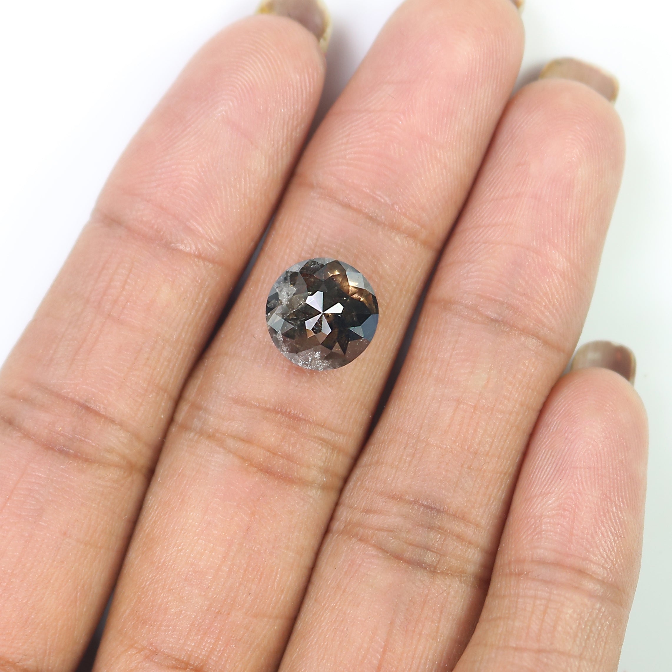 4.20 Ct Natural Loose Round Shape Diamond Salt And Pepper Diamond 9.90 MM Natural Diamond Brown Grey Color Round Rose Cut Diamond QL8509