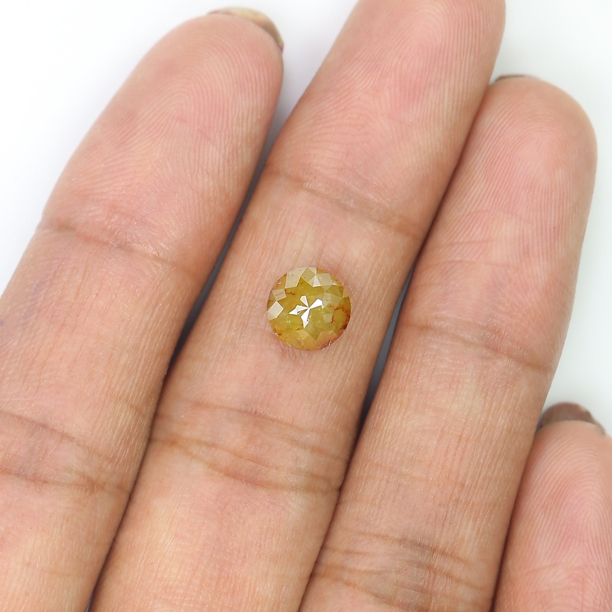 1.74 CT Natural Loose Round Rose Cut Diamond Yellow Color Round Shape Diamond 6.80 MM Natural Yellow Color Round Rose Cut Diamond LQ9856