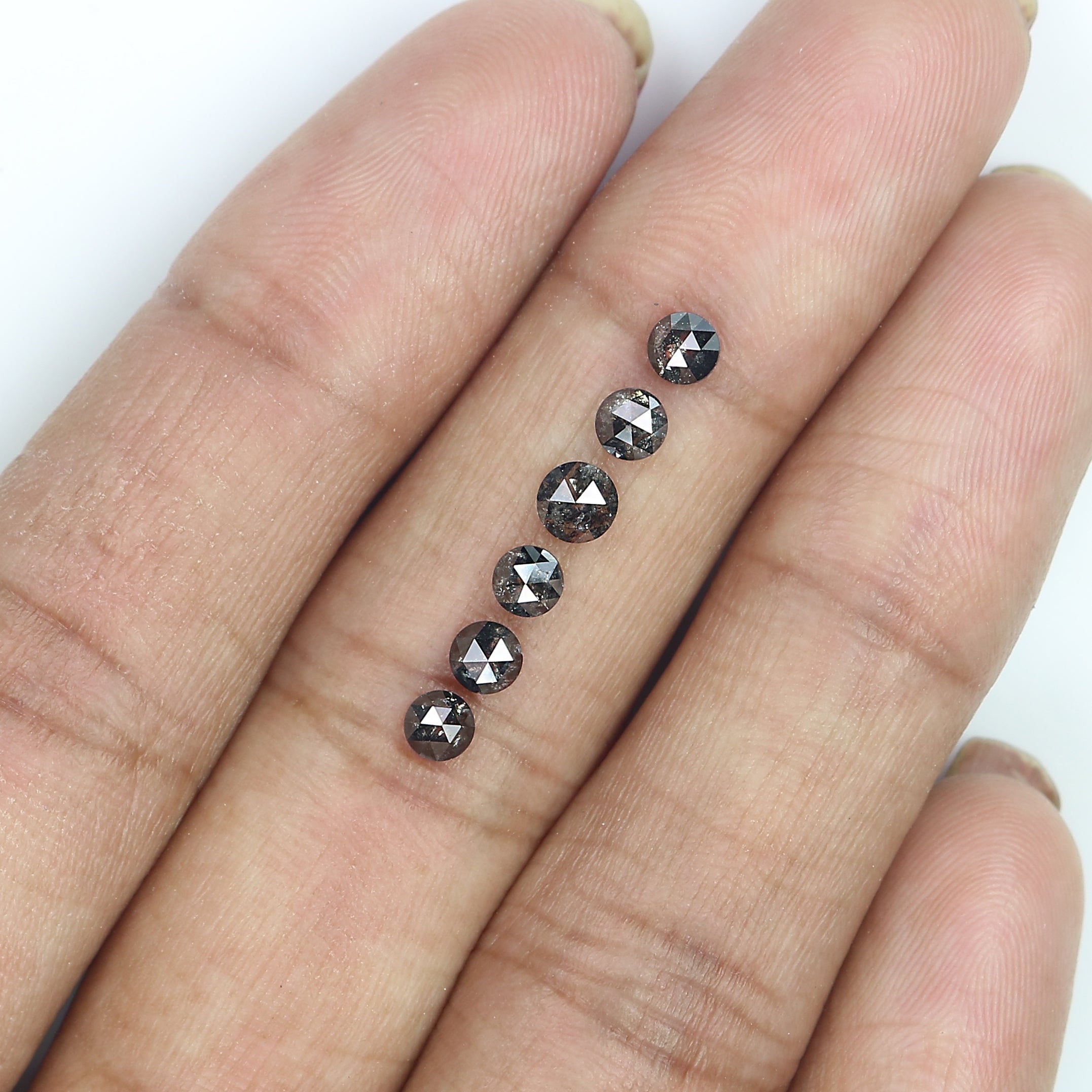 1.34 Ct Natural Loose Round Shape Diamond Salt And Pepper Round Diamond 3.40 MM Natural Loose Black Grey Color Round Rose Cut Diamond LQ8227