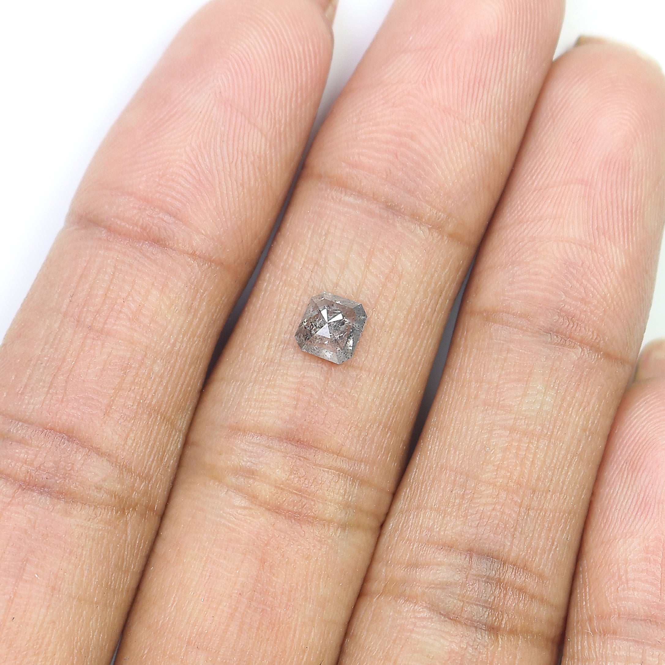 0.45 CT Natural Loose Emerald Shape Diamond Salt And Pepper Emerald Shape Diamond 4.50 MM Black Grey Color Emerald Rose Cut Diamond QL7606