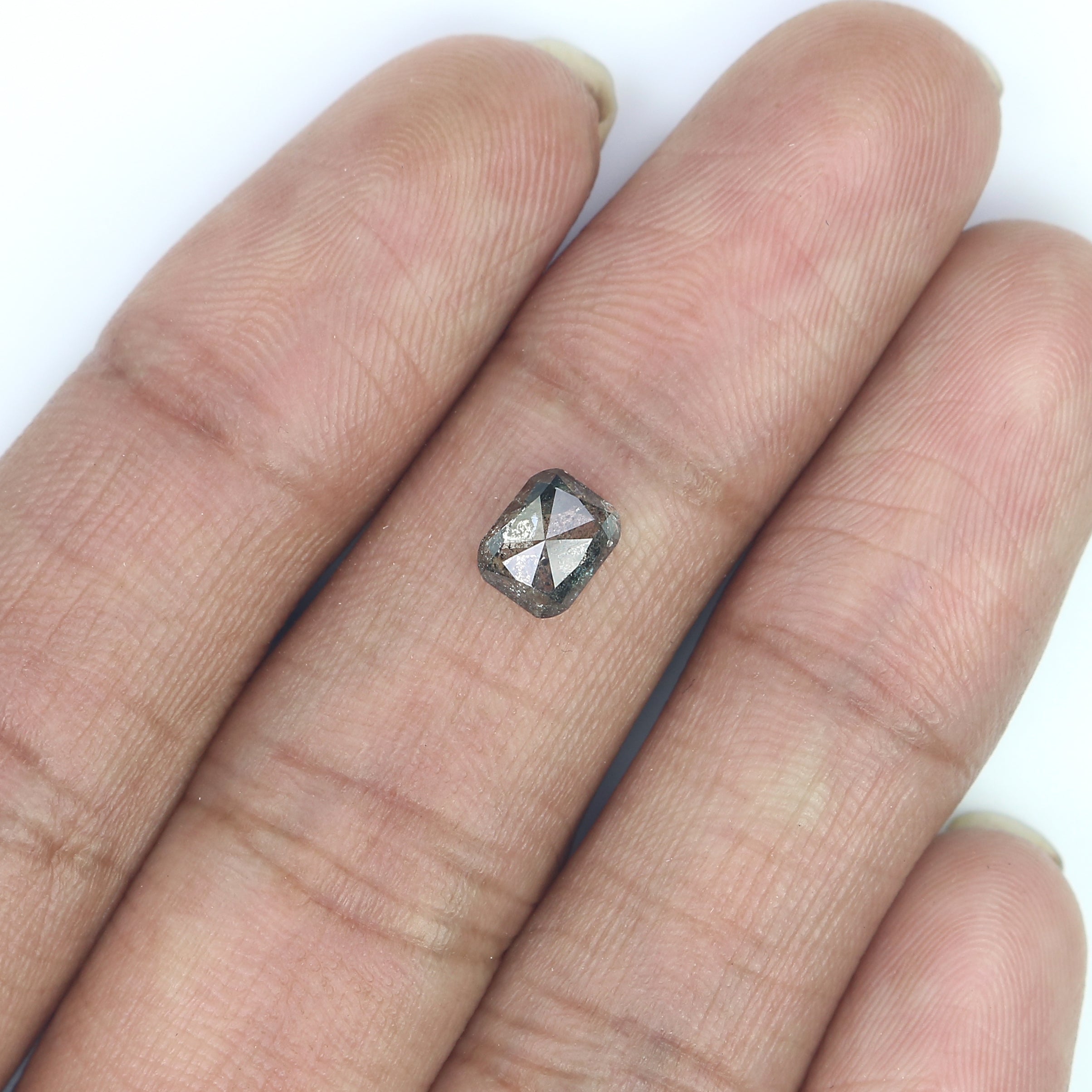 0.86 CT Natural Loose Cushion Shape Diamond Salt And Pepper Cushion Shape Diamond 5.95 MM Black Grey Color Cushion Rose Cut Diamond QL7859