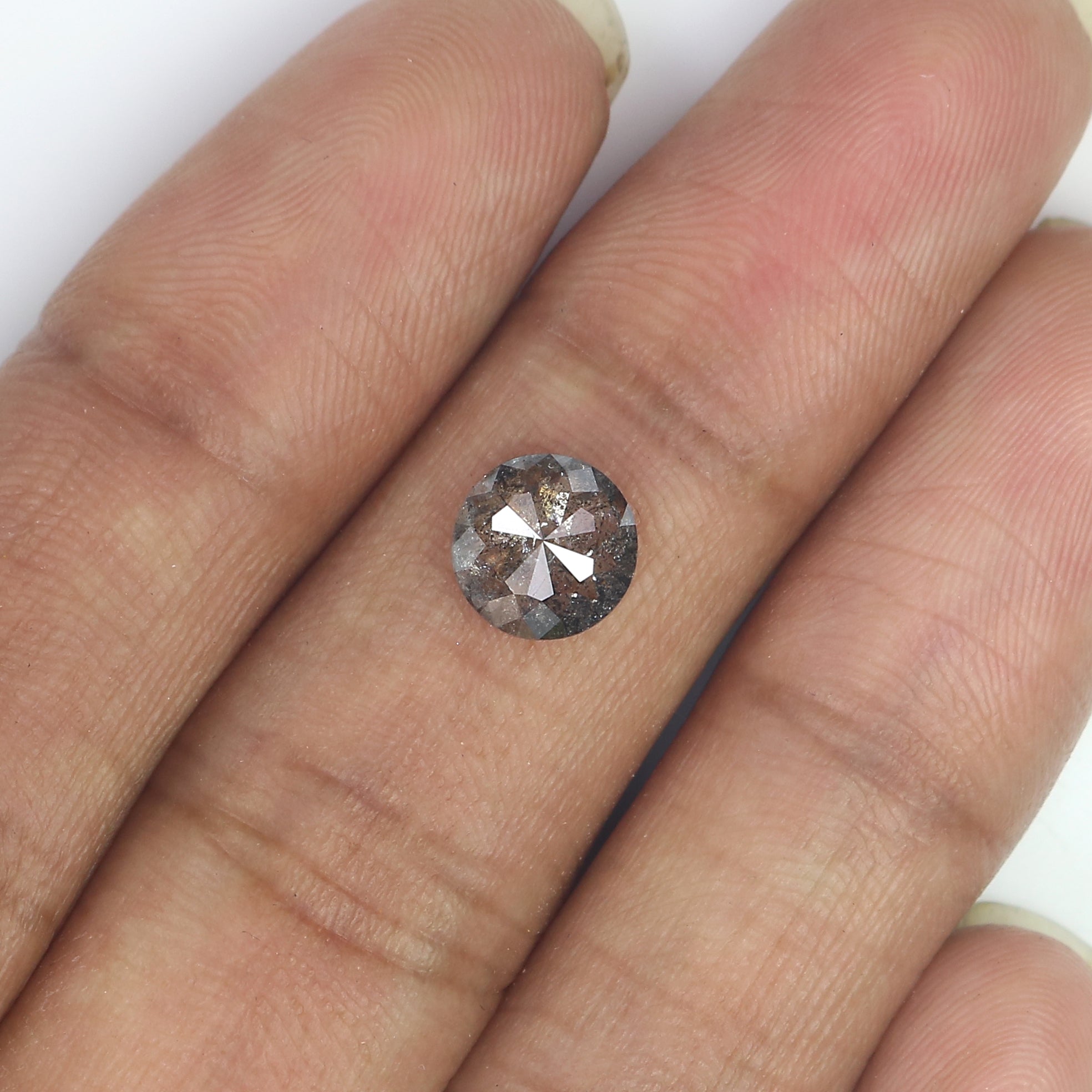 1.33 Ct Natural Loose Round Rose Cut Diamond Salt And Pepper Round Diamond 7.35 MM Natural Black Grey Color Diamond Rose Cut Diamond LC71