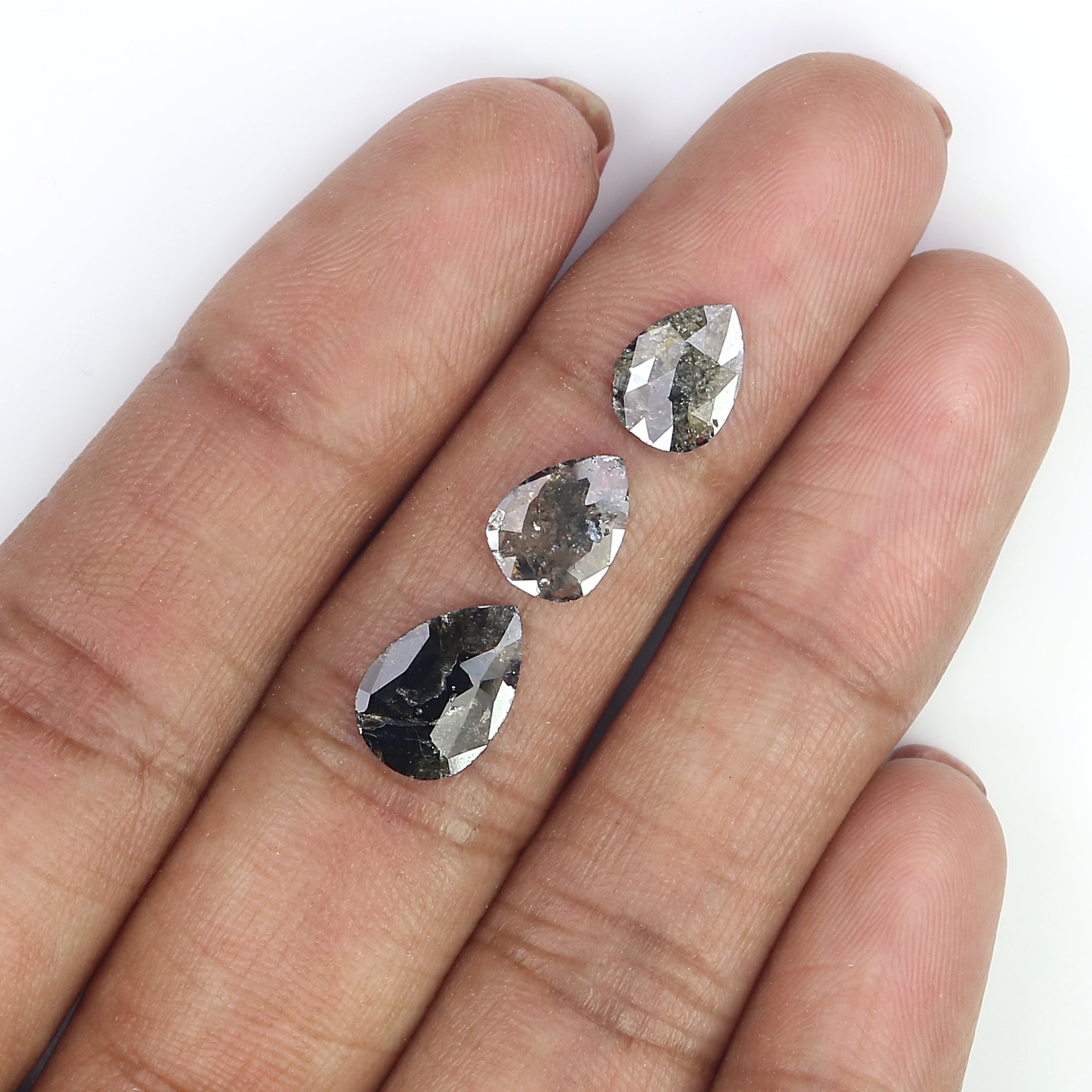 2.52 CT Natural Loose Pear Shape Diamond Black Color Pear Cut Diamond 10.75 MM Natural Loose Grey Color Diamond Pear Rose Cut Diamond LQ3172