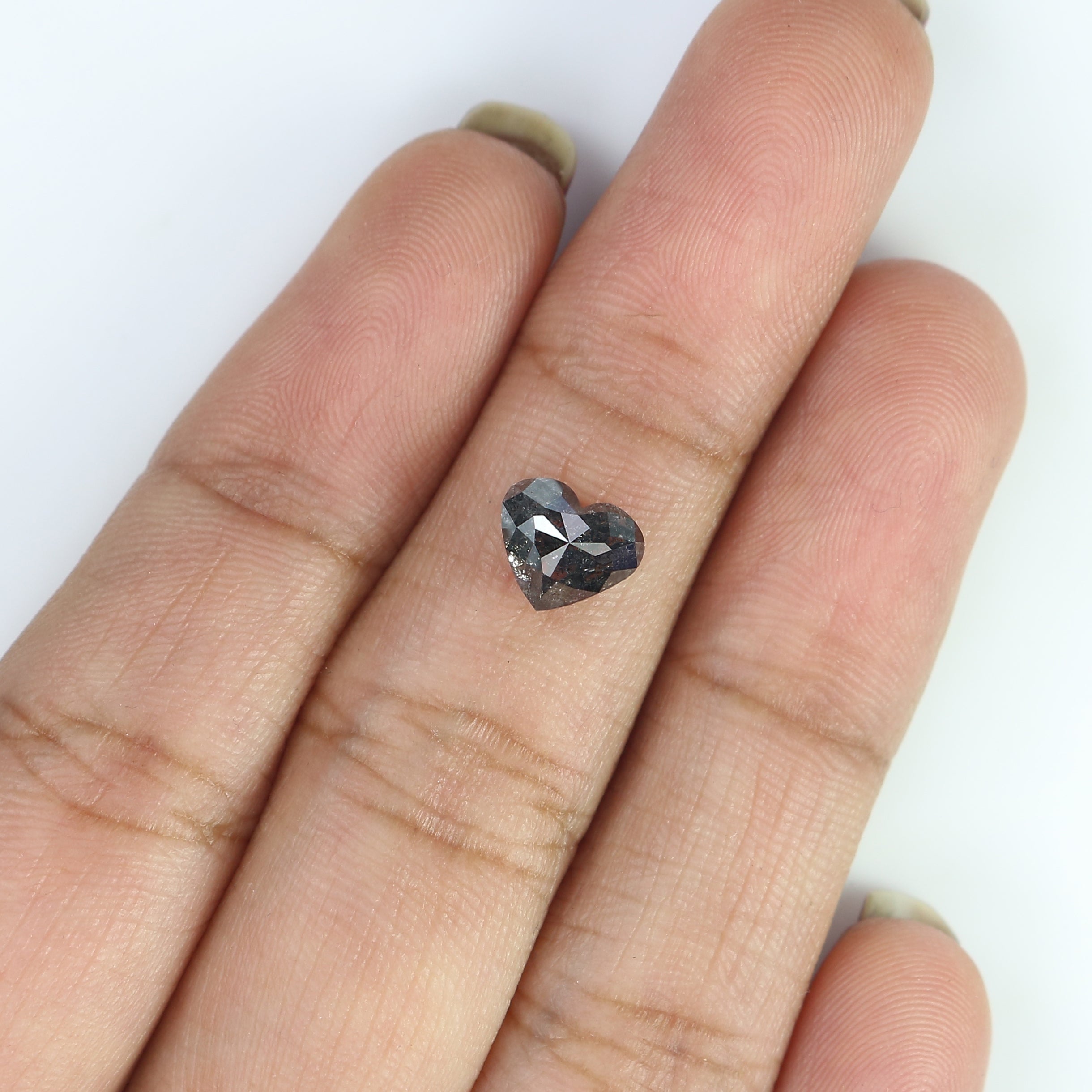 1.39 CT Natural Loose Heart Shape Diamond Salt And Pepper Heart Shape Diamond 6.20 MM Natural Black Grey Color Heart Rose Cut Diamond LQ3038