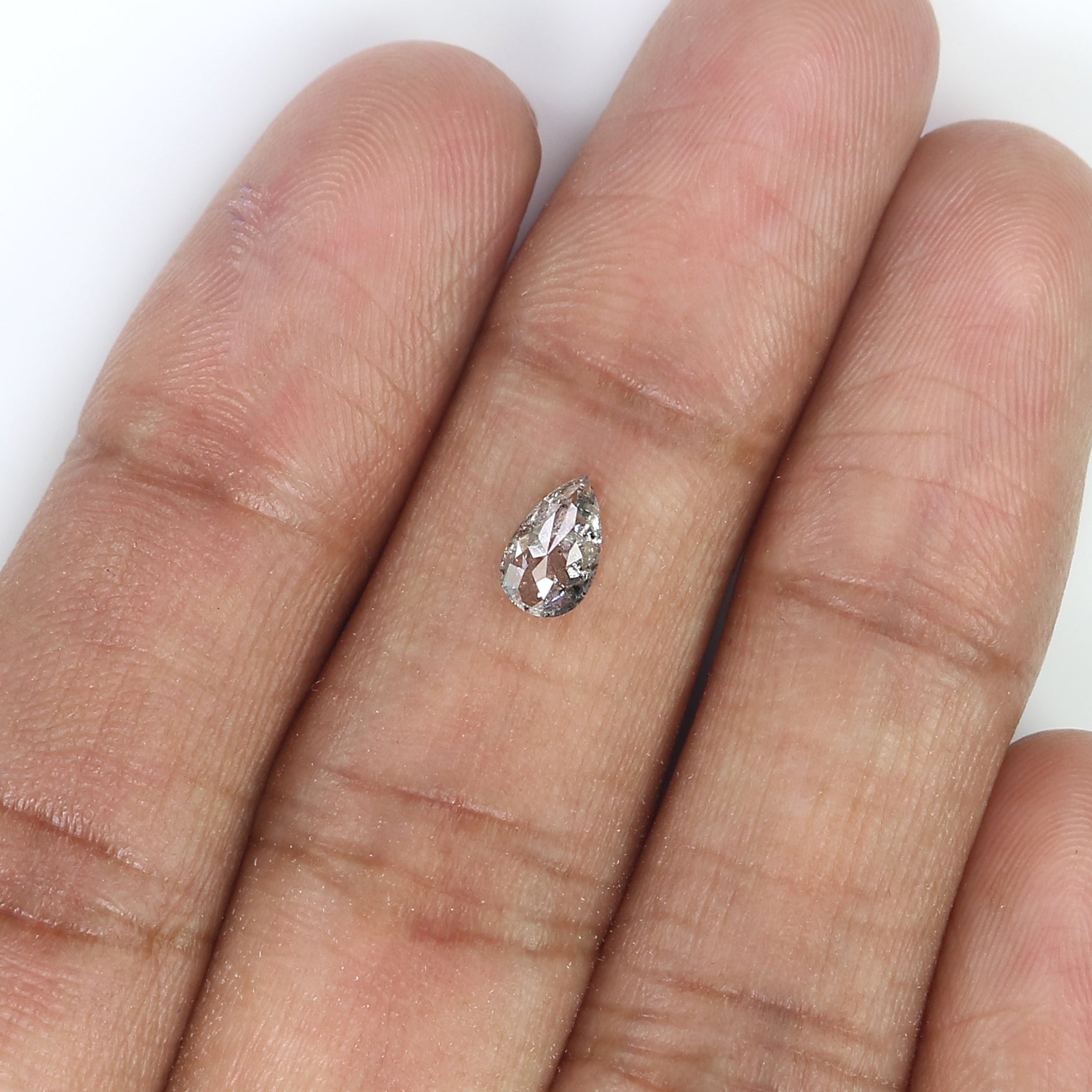 0.45 Ct Natural Loose Pear Shape Diamond Salt And Pepper Pear Cut Diamond 6.55 MM Natural Loose Diamond Pear Shape Rose Cut Diamond QL3133