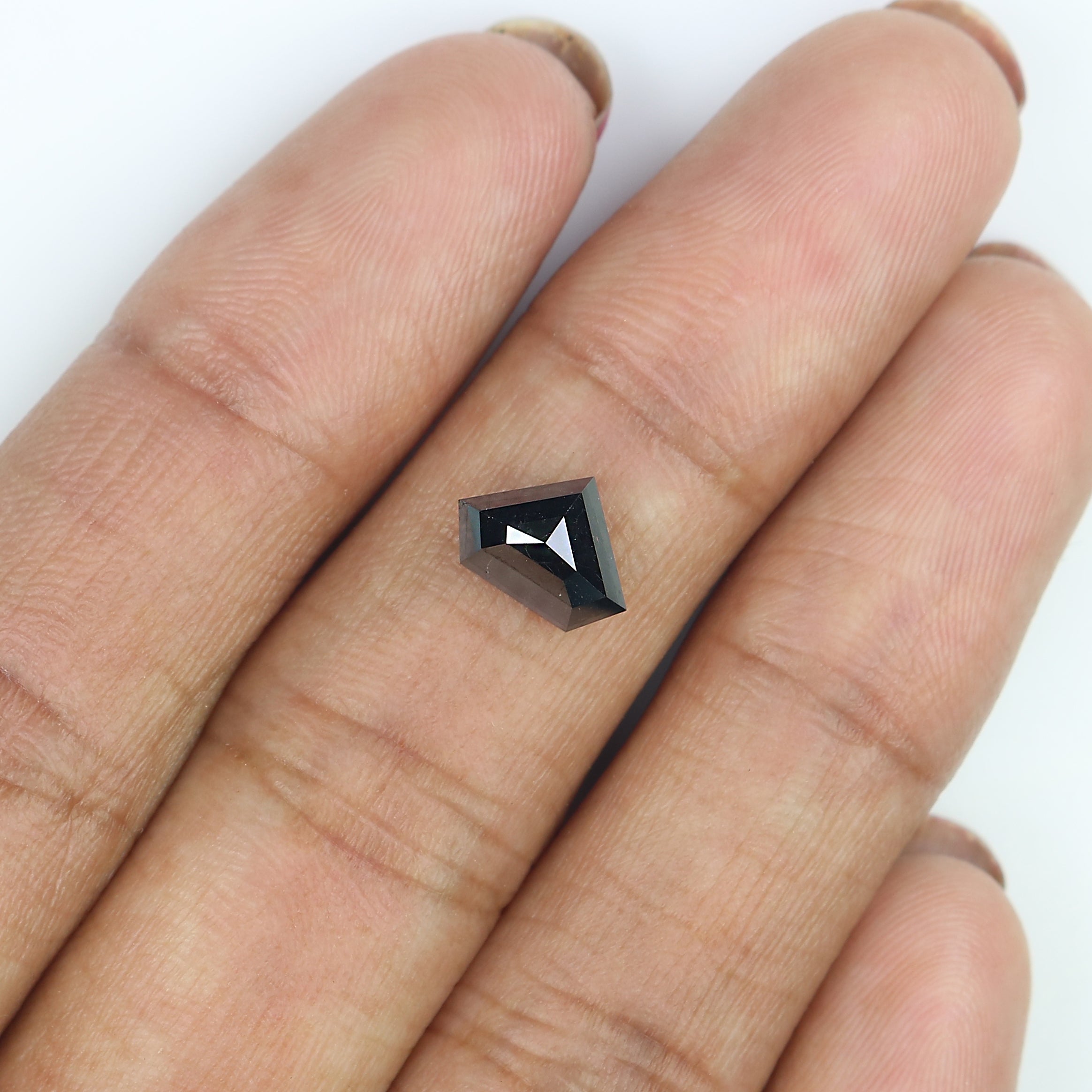 1.42 CT Natural Loose Shield Shape Diamond Black Color Shield Rose Cut Diamond 6.70 MM Natural Loose Shield Shape Black Color Diamond QL9803