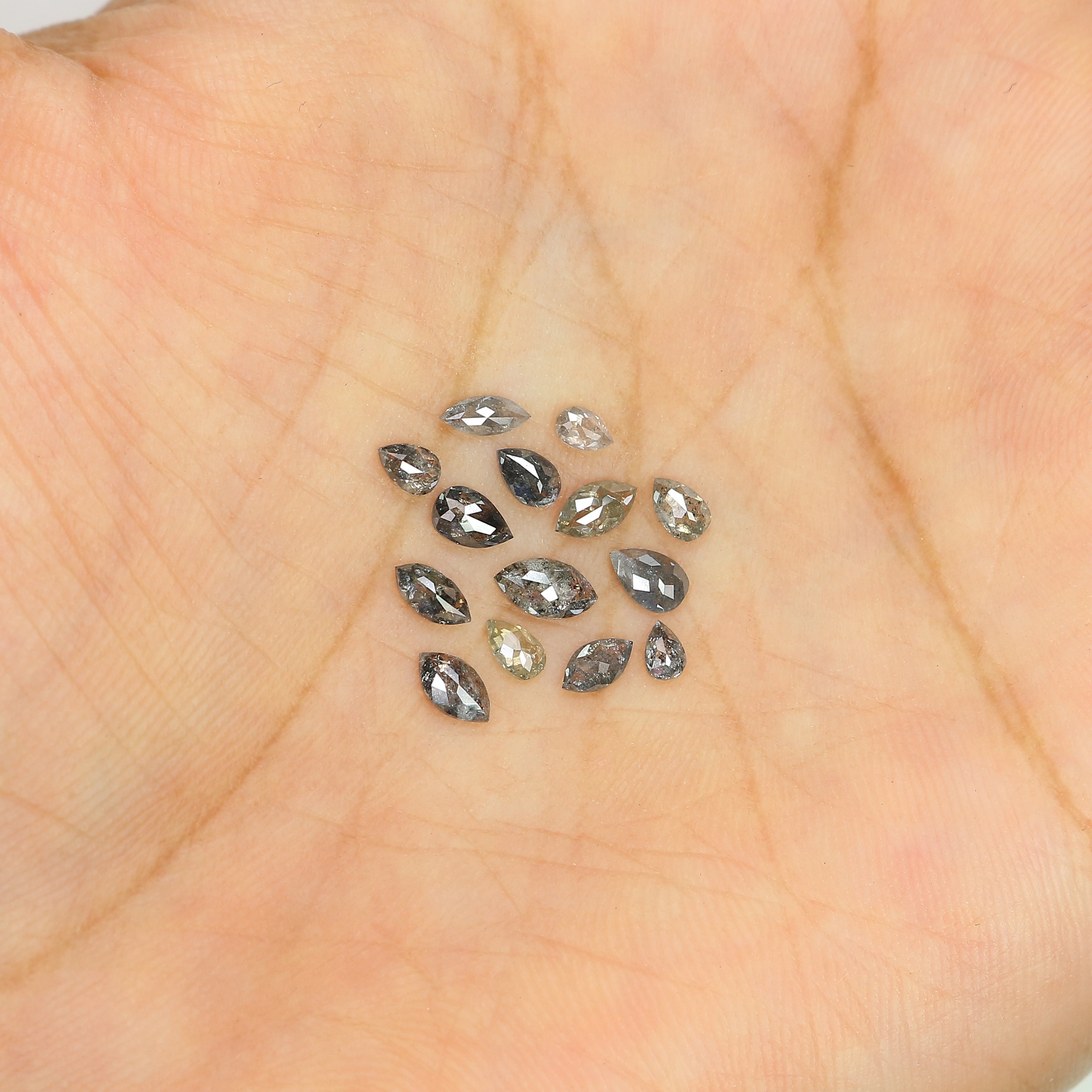 1.22 CT Natural Loose Mix Shape Diamond Salt And Pepper Mix Shape Diamond 2.90 MM Natural Black Grey Color Mix Shape Rose Cut Diamond LQ3043