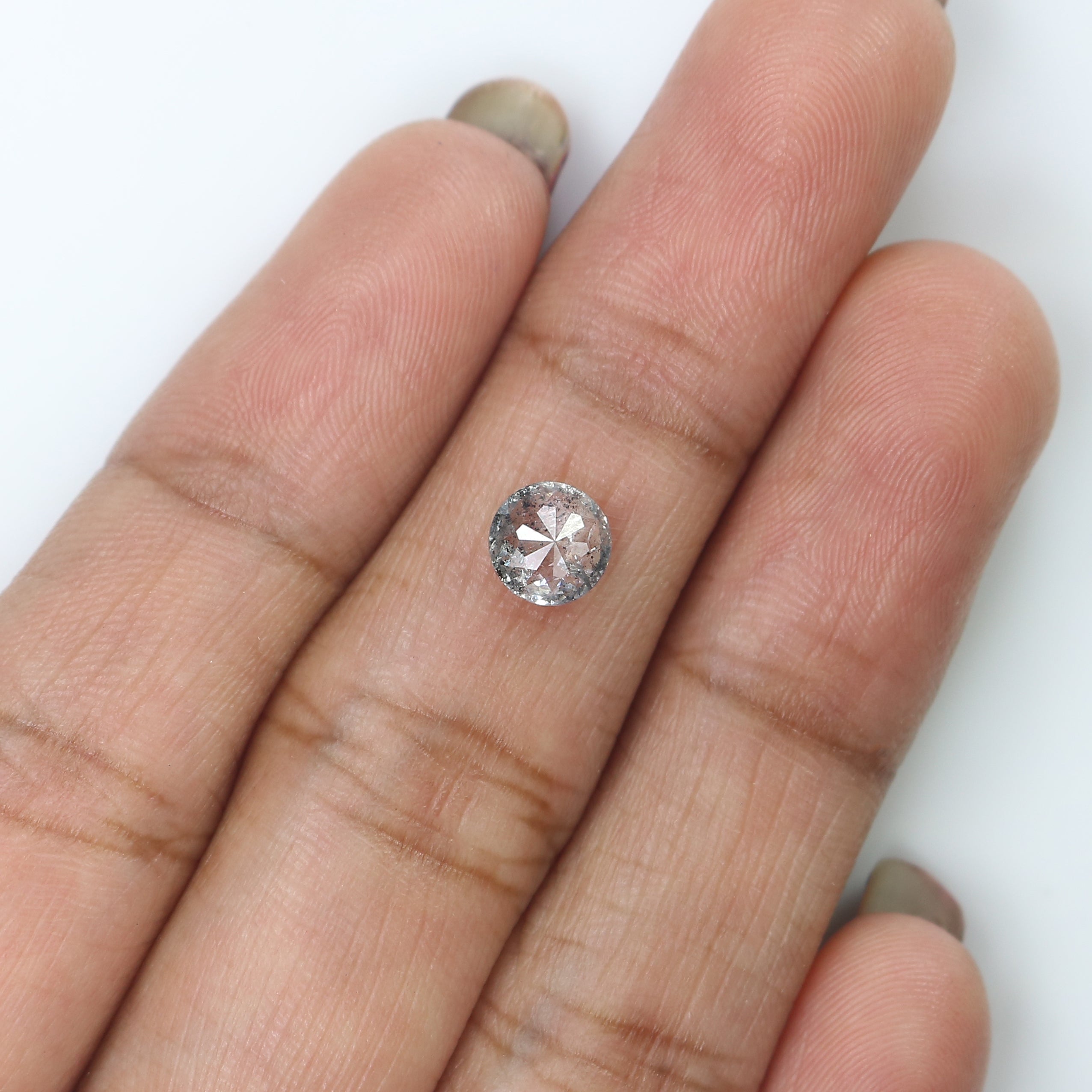 0.64 Ct Natural Loose Round Rose Cut Diamond Salt And Pepper Round Diamond 5.60 MM Natural Loose Black Grey Color Rose Cut Diamond LC48