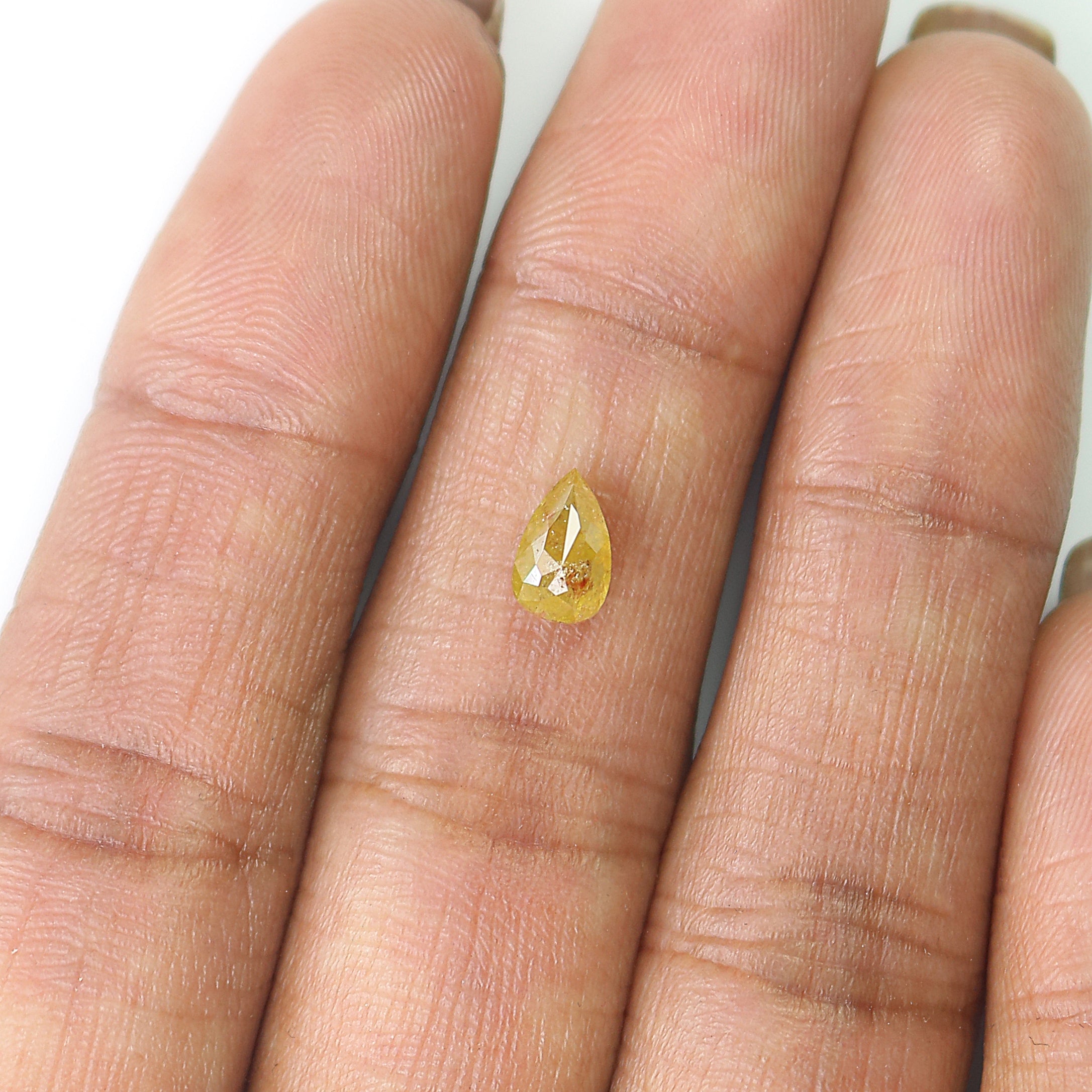 0.95 CT Natural Loose Pear Shape Diamond Yellow Color Pear Diamond 7.00 MM Natural Loose Yellow Color Diamond Pear Rose Cut Diamond LQ7651