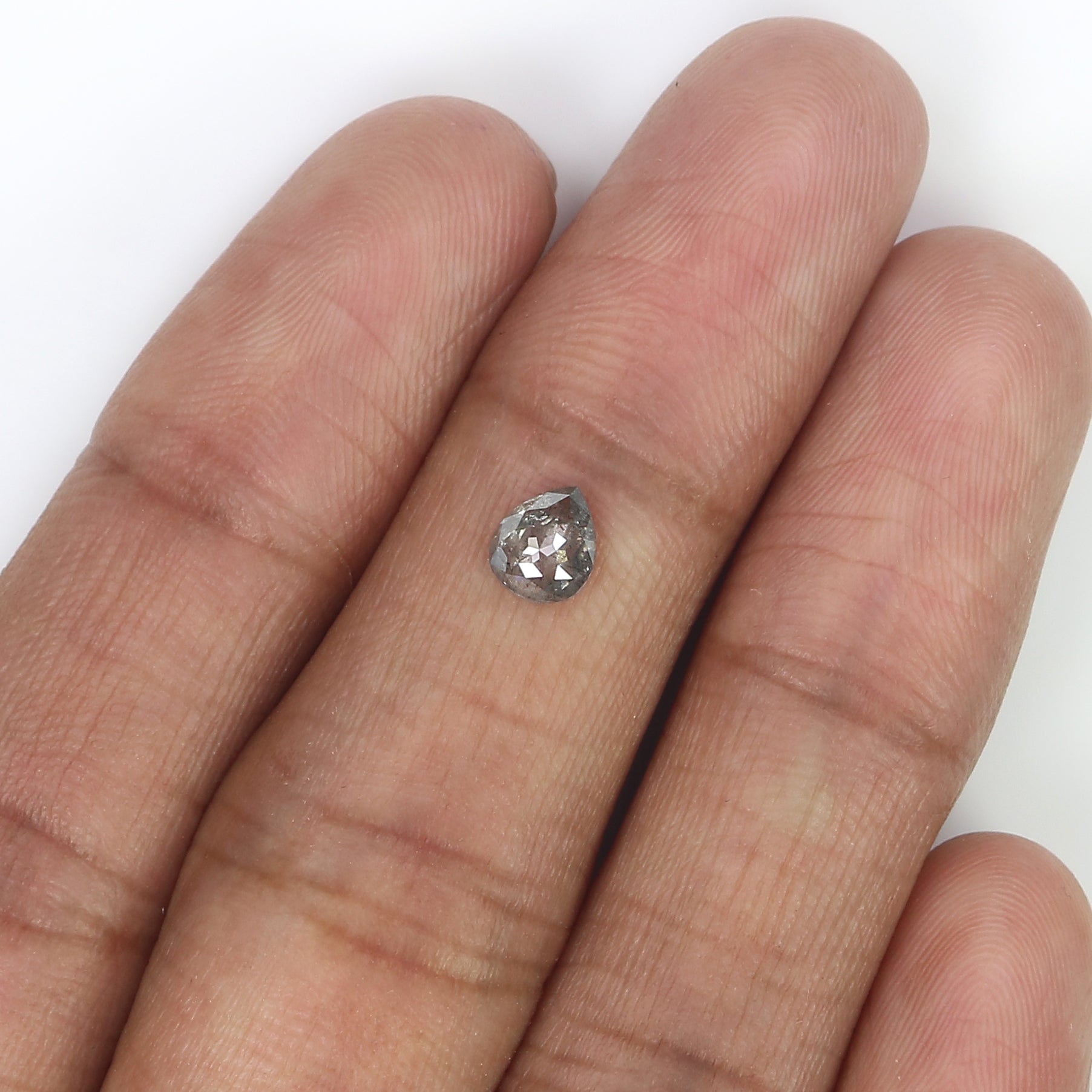 0.47 Ct Natural Loose Pear Shape Diamond Salt And Pepper Pear Cut Diamond 5.65 MM Natural Loose Diamond Pear Shape Rose Cut Diamond QL3135