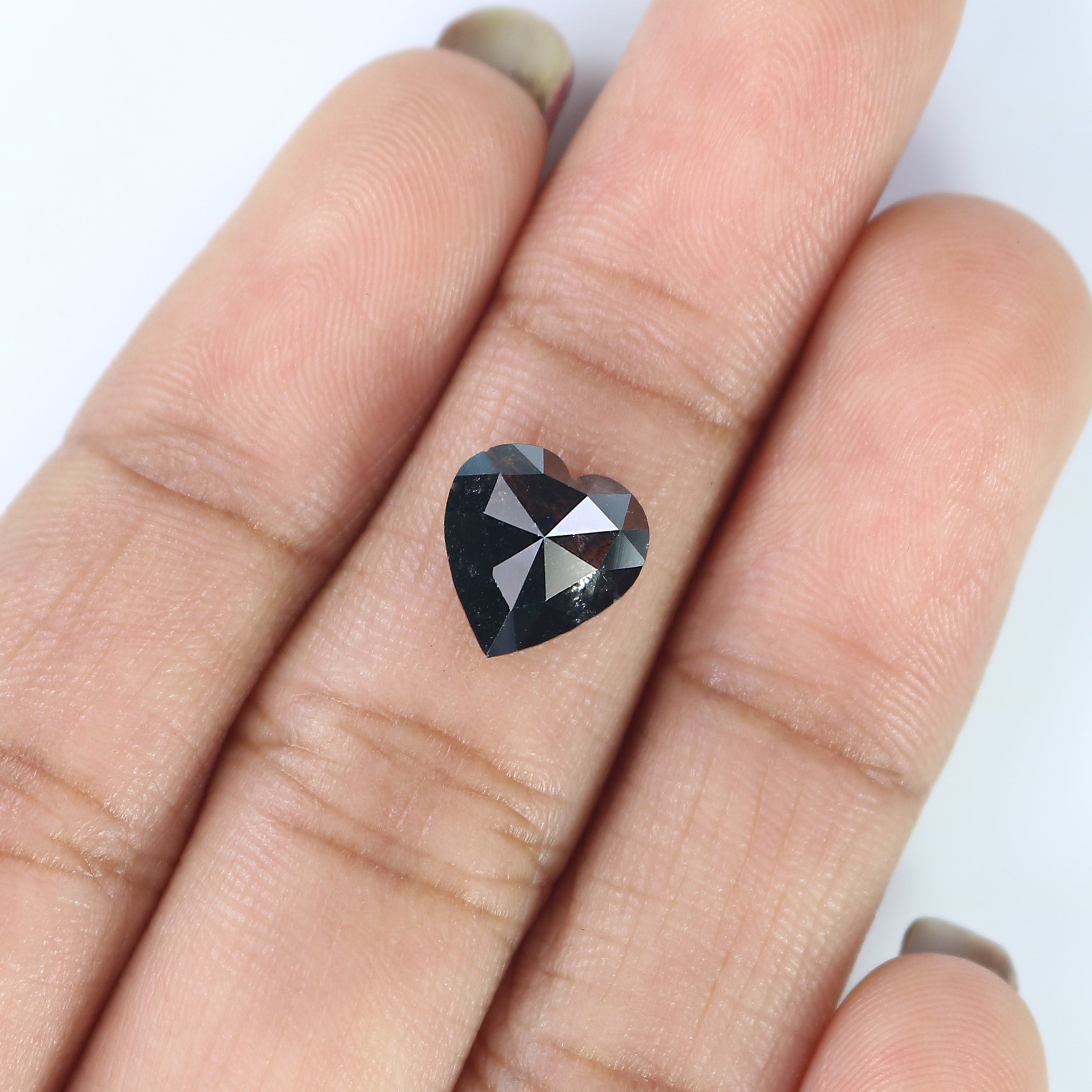 1.82 CT Natural Loose Heart Shape Diamond Salt And Pepper Heart Cut Diamond 8.75 MM Natural Black Grey Color Heart Rose Cut Diamond LC60