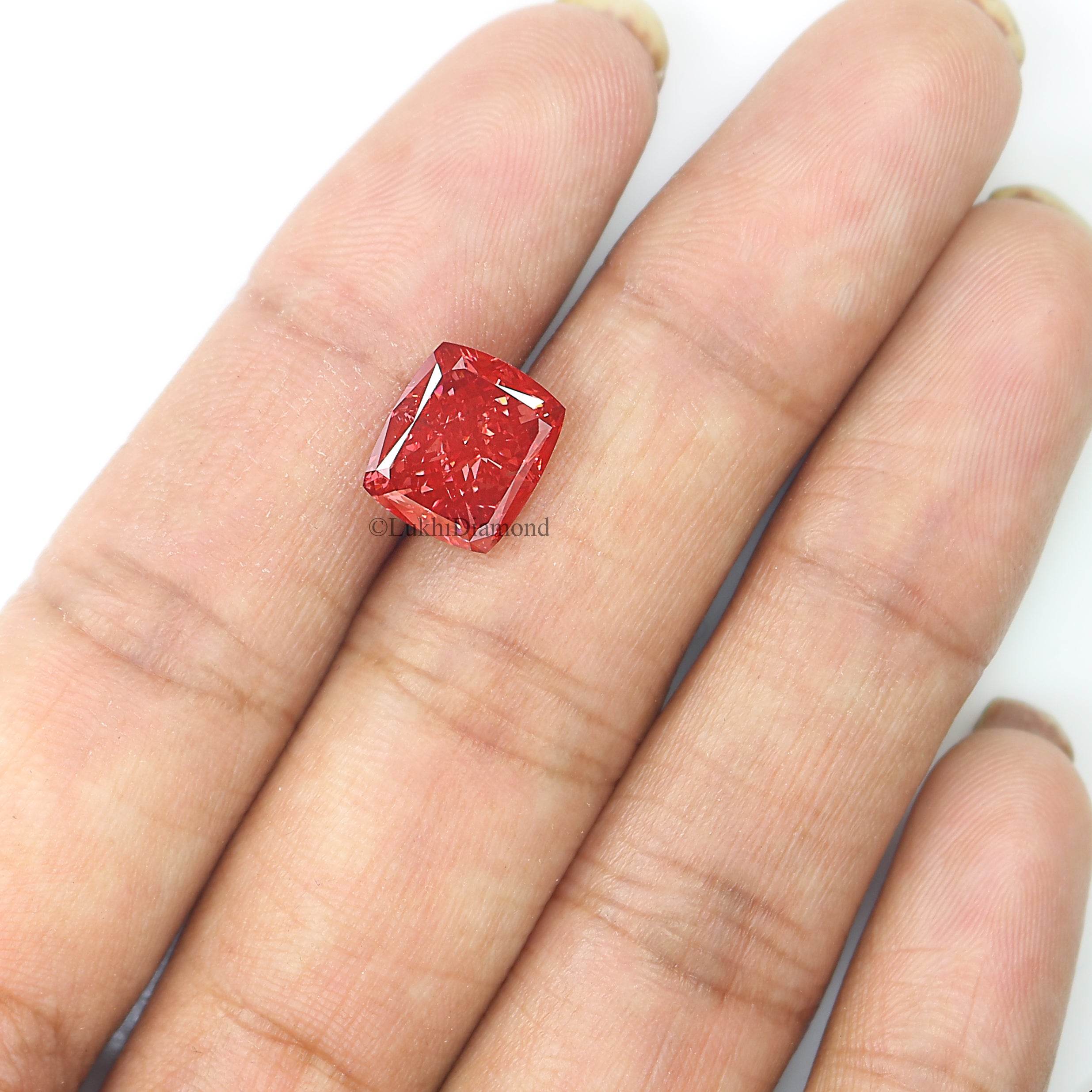 4.57 CT IGI Certified Cushion Modified Brilliant Cut Fancy Vivid Red Color VS1 Clarity Diamond Lab Grown CVD Lab Created Diamond L3197