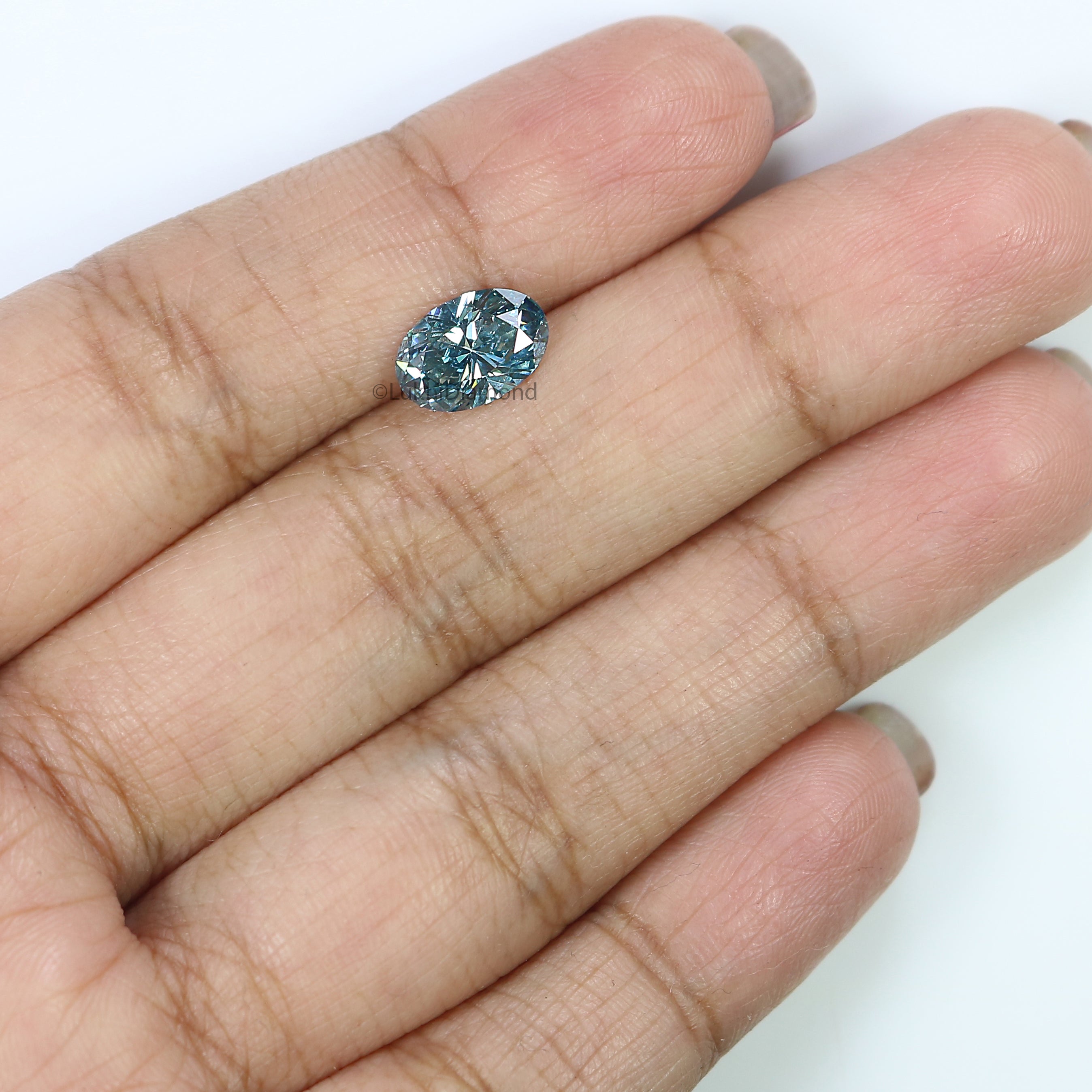 1.49 CT IGI Certified Oval Brilliant Cut Diamond Fancy Vivid Green Blue Color VS1 Clarity Lab Created Oval Diamond CVD Diamond LQ3225