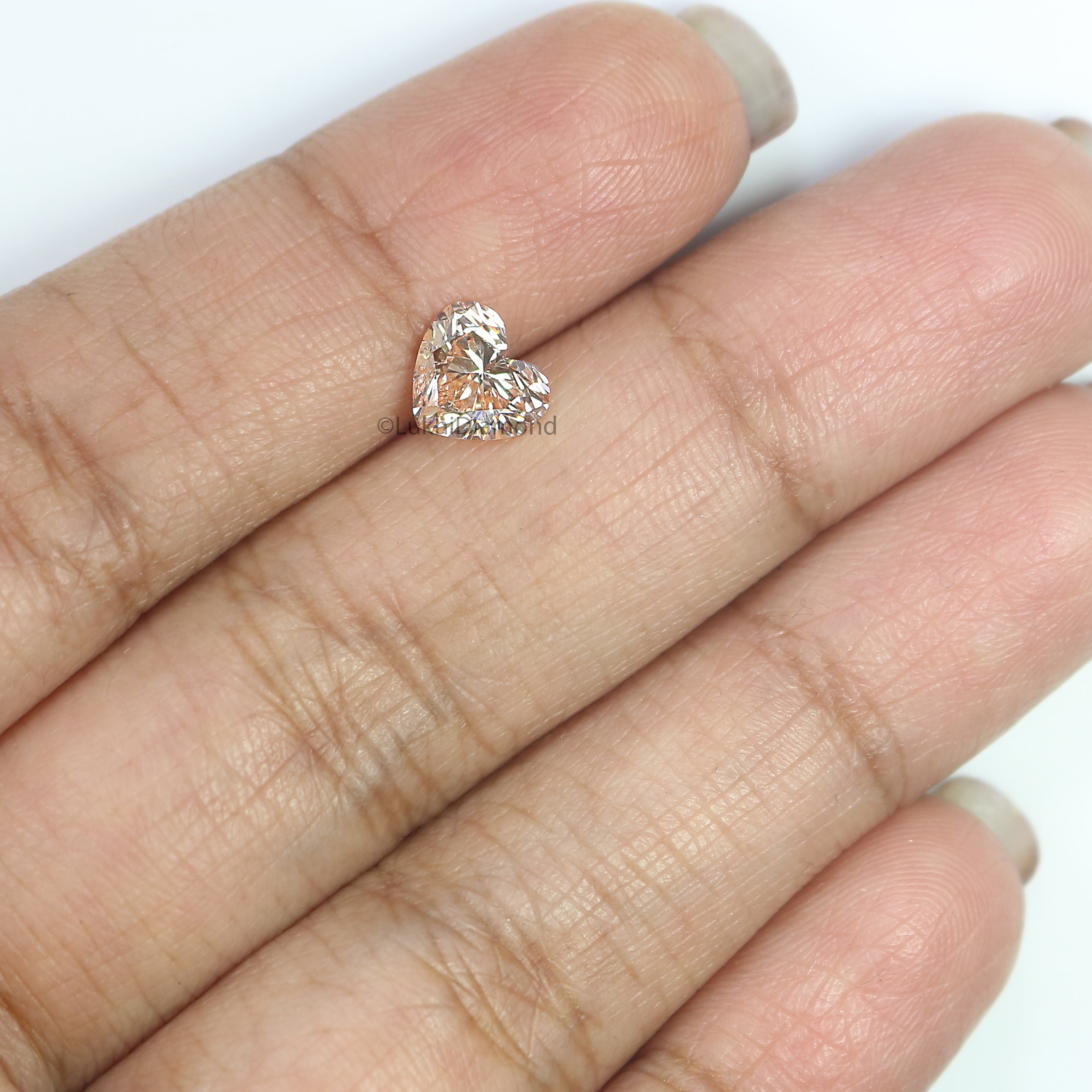 1.04 CT IGI Certified Heart Brilliant Cut Fancy Intense Orange Pink Color VVS2 Clarity Diamond Lab Created Diamond Heart CVD Diamond L3224