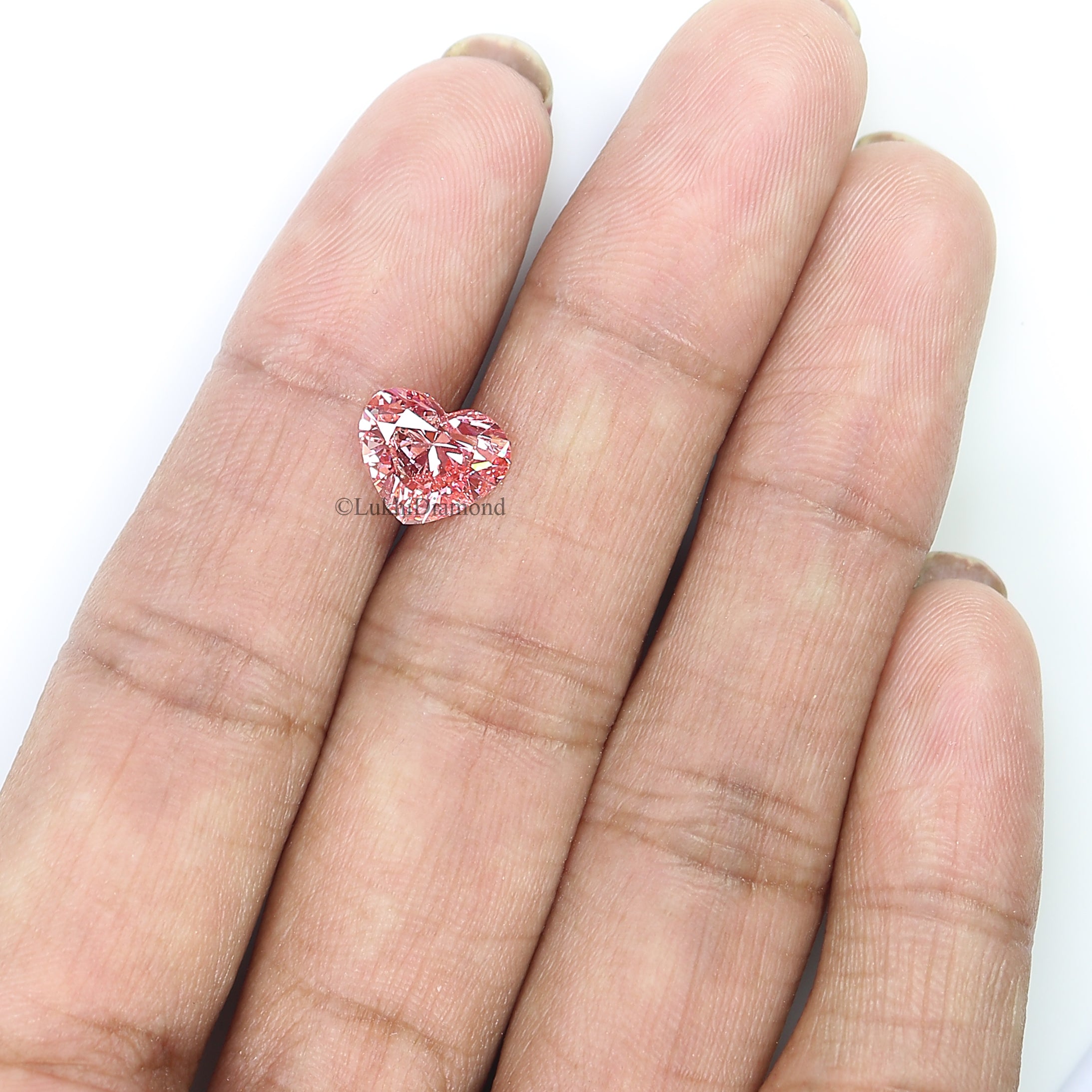 2.01 CT IGI Certified Heart Brilliant Cut Fancy Vivid Pink Color SI1 Clarity Diamond Lab Grown Diamond Lab Created Heart CVD Diamond L3204