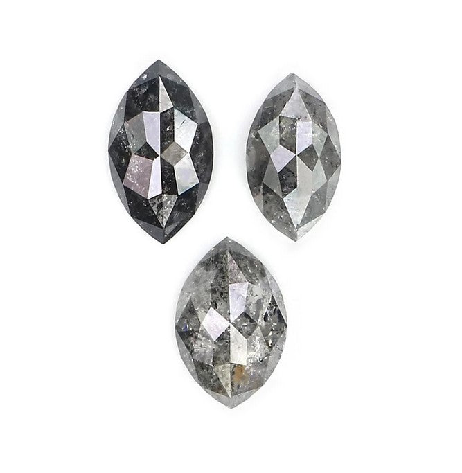 0.84 CT Natural Loose Marquise Shape Diamond Salt And Pepper Marquise Cut Diamond 6.10 MM Black Grey Color Marquise Rose Cut Diamond LQ2729