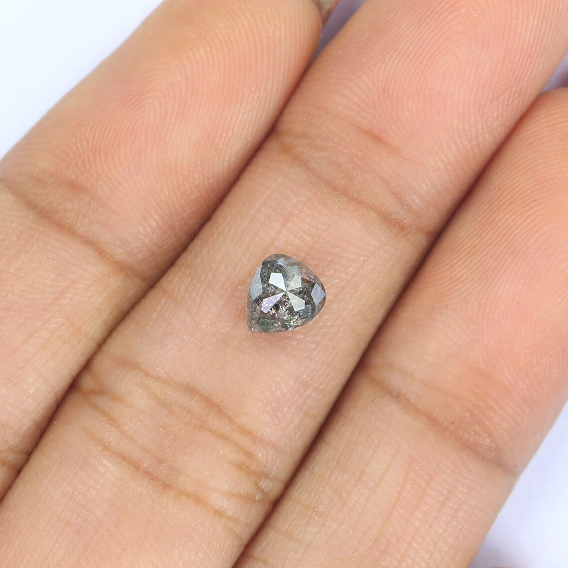 0.73 CT Natural Loose Heart Shape Diamond Salt And Pepper Heart Rose Cut Diamond 5.55 MM Black Grey Color Heart Rose Cut Diamond QL2469