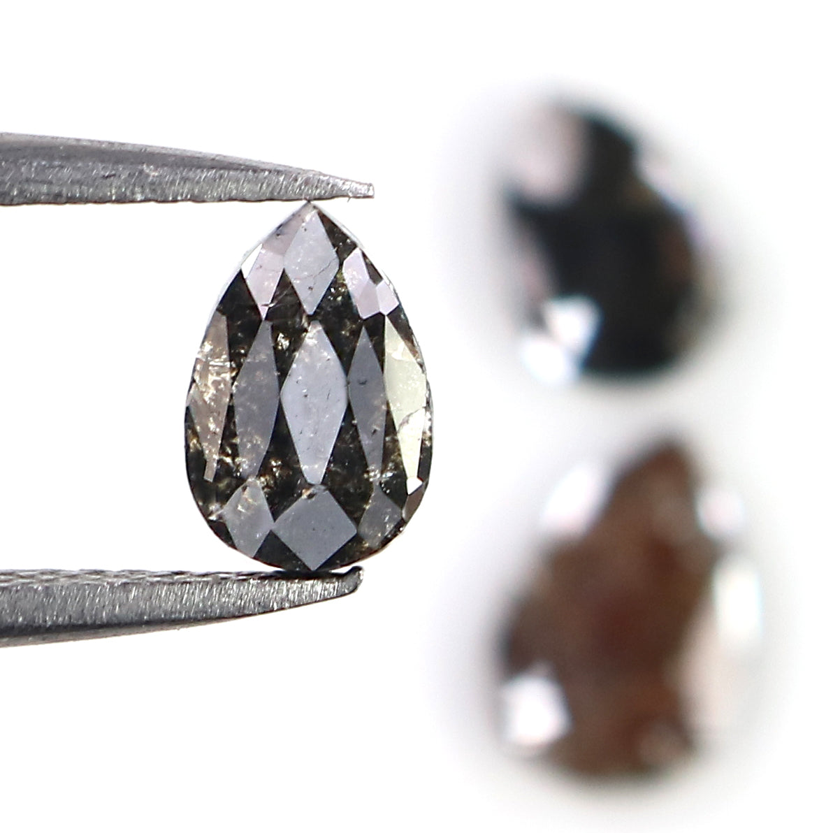 2.04 CT Natural Loose Pear Shape Diamond Black Color Pear Cut Diamond 8.20 MM Natural Loose Brown Color Diamond Pear Rose Cut Diamond LQ3163