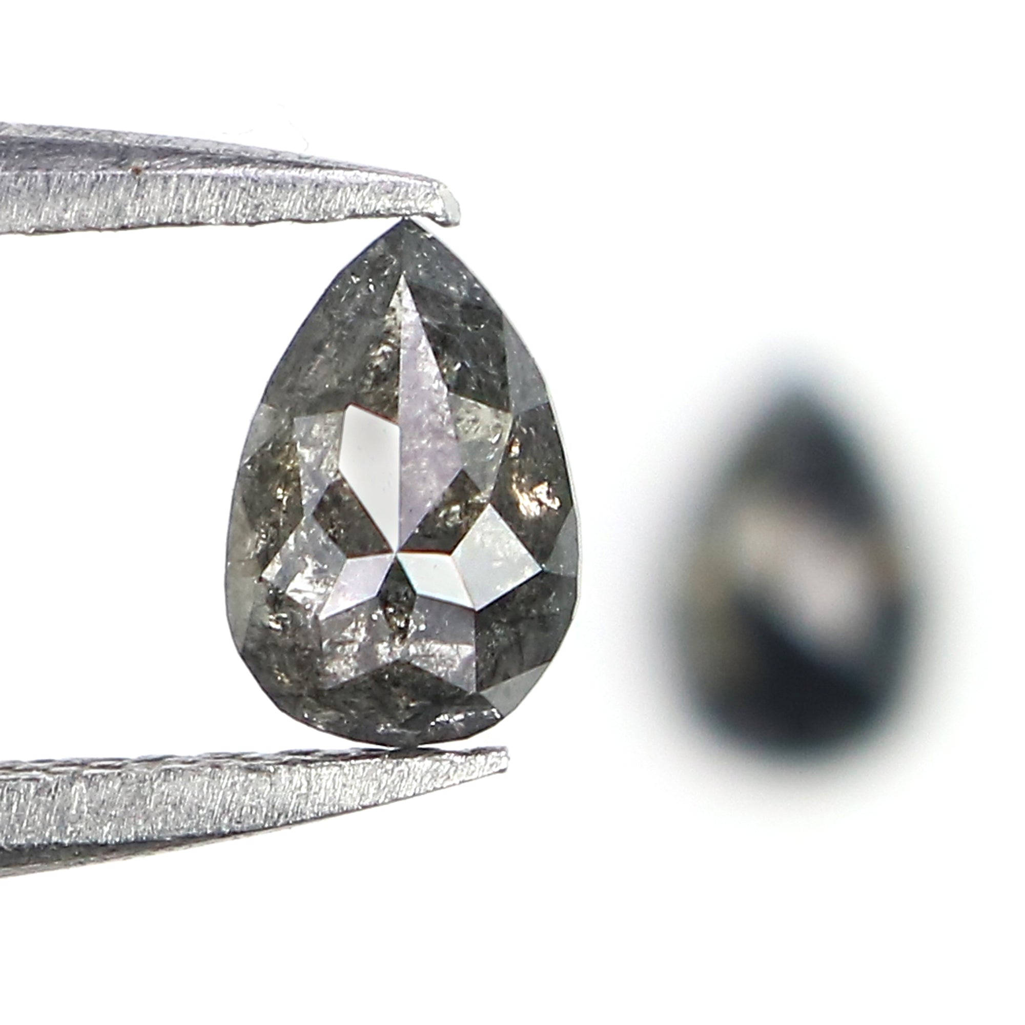 0.67 CT Natural Loose Pear Cut Pair Diamond Salt And Pepper Pear Shape Diamond 5.55 MM Natural Black Grey Color Pear Rose Cut Diamond LQ2455