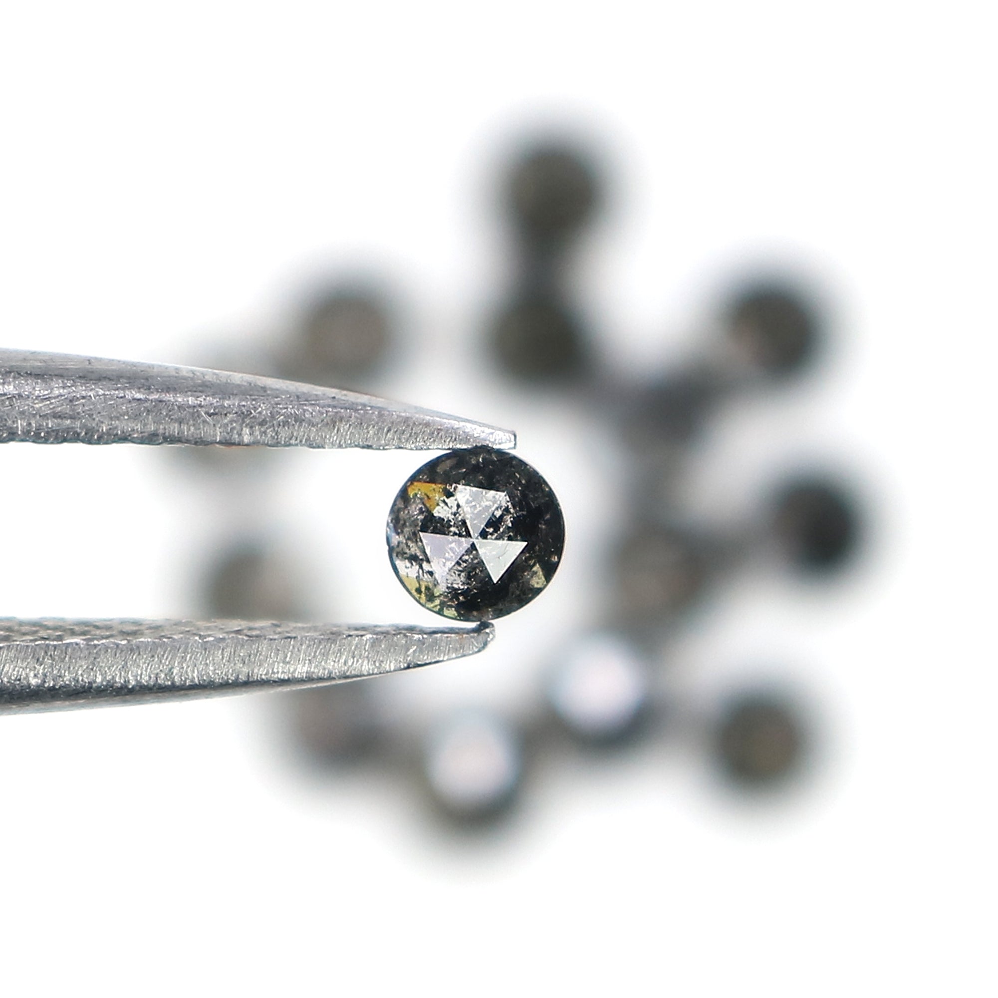 1.41 Ct Natural Loose Round Rose Cut Diamond Salt And Pepper Round Diamond 2.70 MM Natural Black Grey Color Round Rose Cut Diamond LQ1824