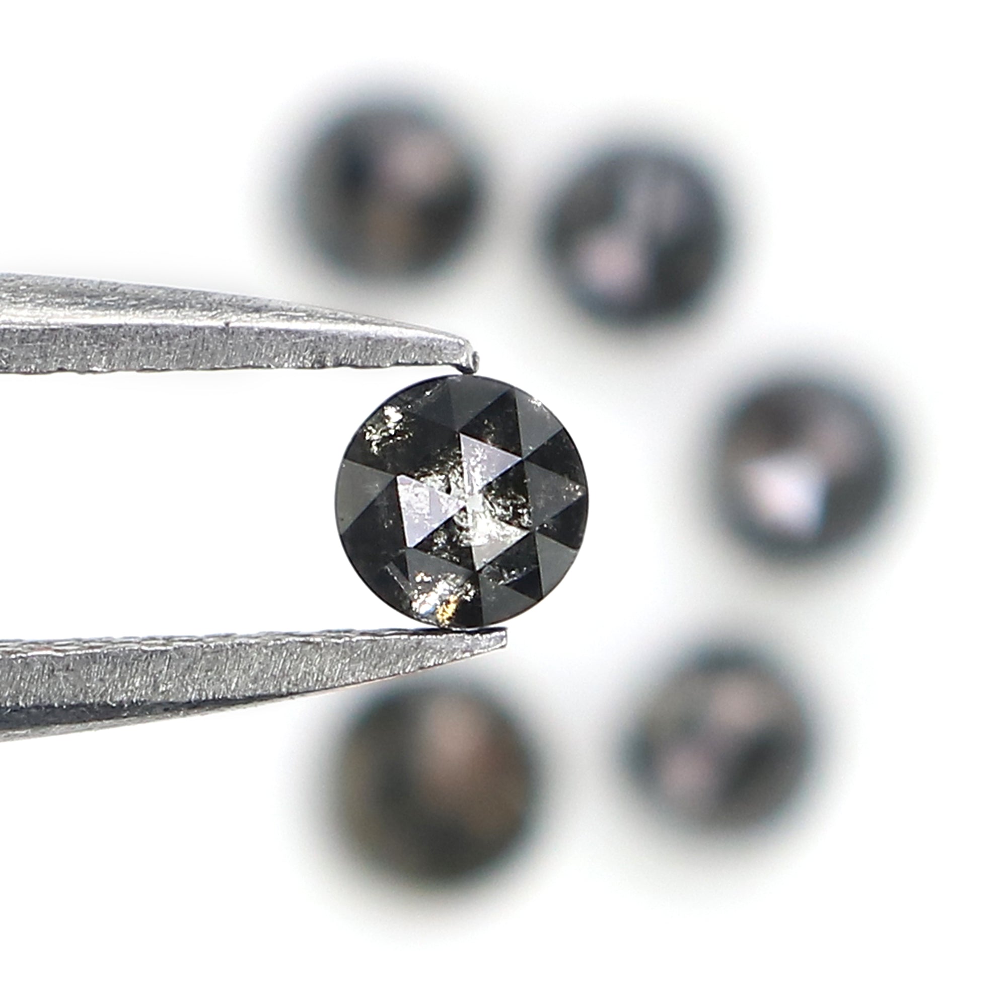 1.34 Ct Natural Loose Round Shape Diamond Salt And Pepper Round Diamond 3.40 MM Natural Loose Black Grey Color Round Rose Cut Diamond LQ8227