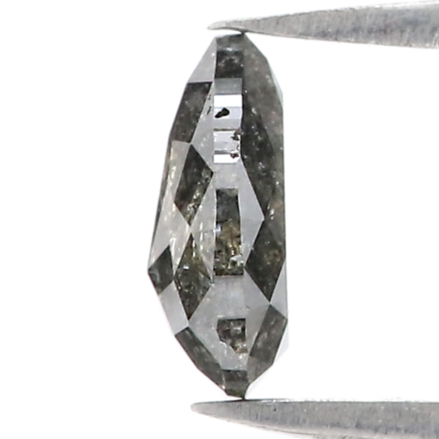 0.97 CT Natural Loose Pear Shape Diamond Salt And Pepper Pear Cut Diamond 7.55 MM Natural Black Grey Color Pear Rose Cut Diamond LQ3195