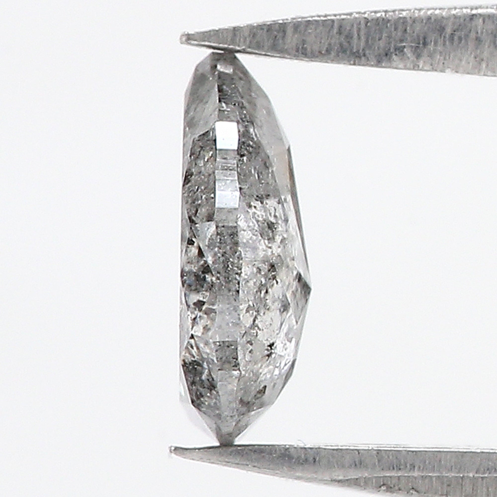 0.87 CT Natural Loose Pear Shape Diamond Salt And Pepper Pear Cut Diamond 7.25 MM Natural Loose Black Grey Color Pear Rose Cut Diamond LC47