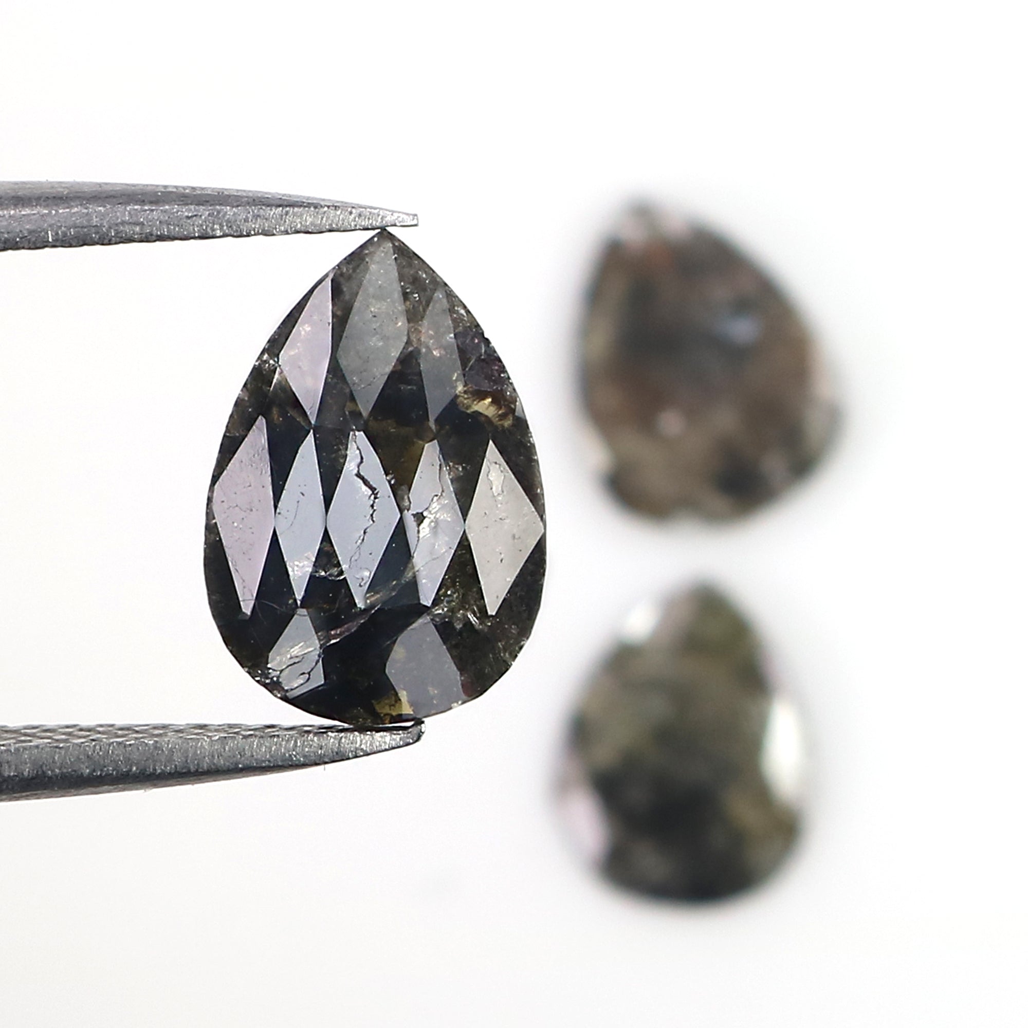 2.52 CT Natural Loose Pear Shape Diamond Black Color Pear Cut Diamond 10.75 MM Natural Loose Grey Color Diamond Pear Rose Cut Diamond LQ3172