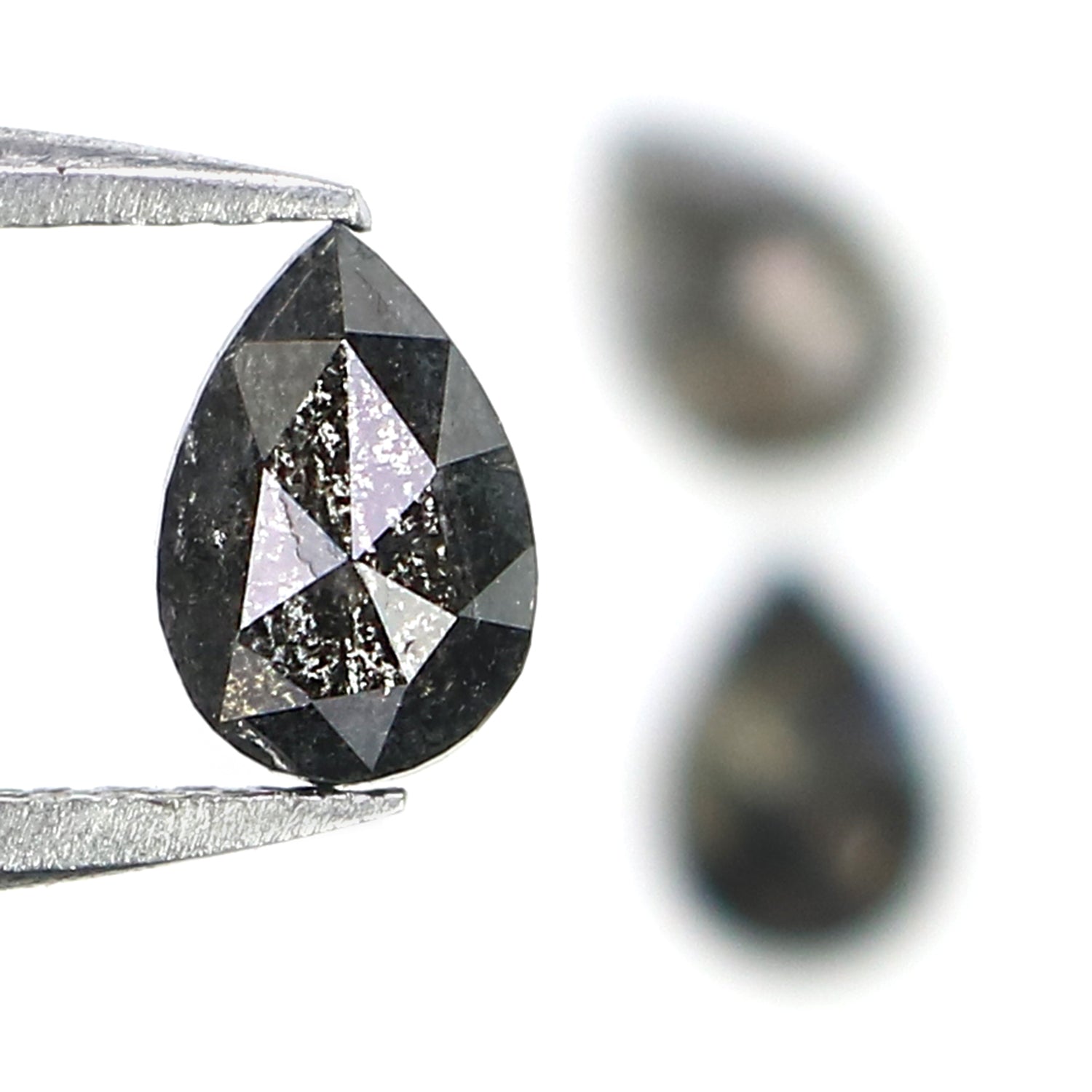 0.93 CT Natural Loose Pear Shape Diamond Salt And Pepper Pear Diamond 5.25 MM Natural Loose Black Grey Color Pear Rose Cut Diamond LQ1998