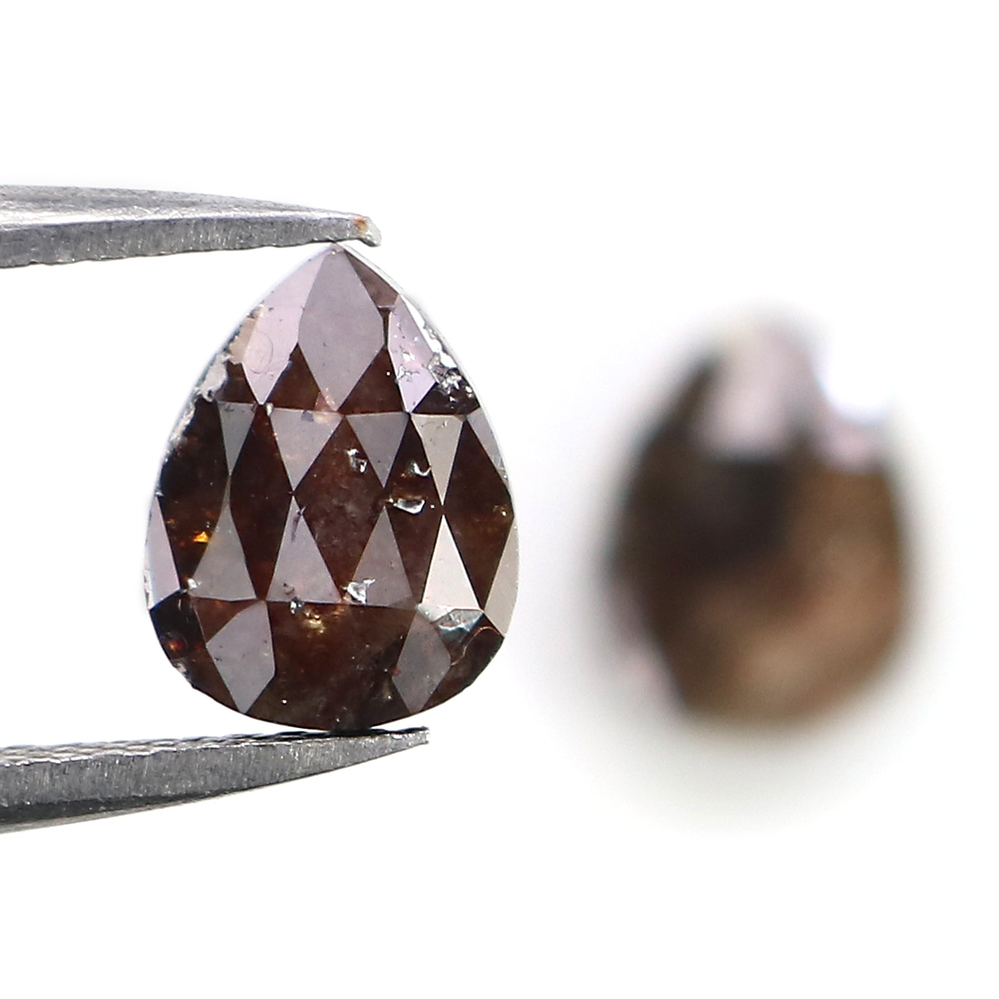 2.20 CT Natural Loose Pear Cut Pair Diamond Brown Color Pear Shape Diamond 8.30 MM Natural Loose Brown Color Pear Rose Cut Diamond LQ3171